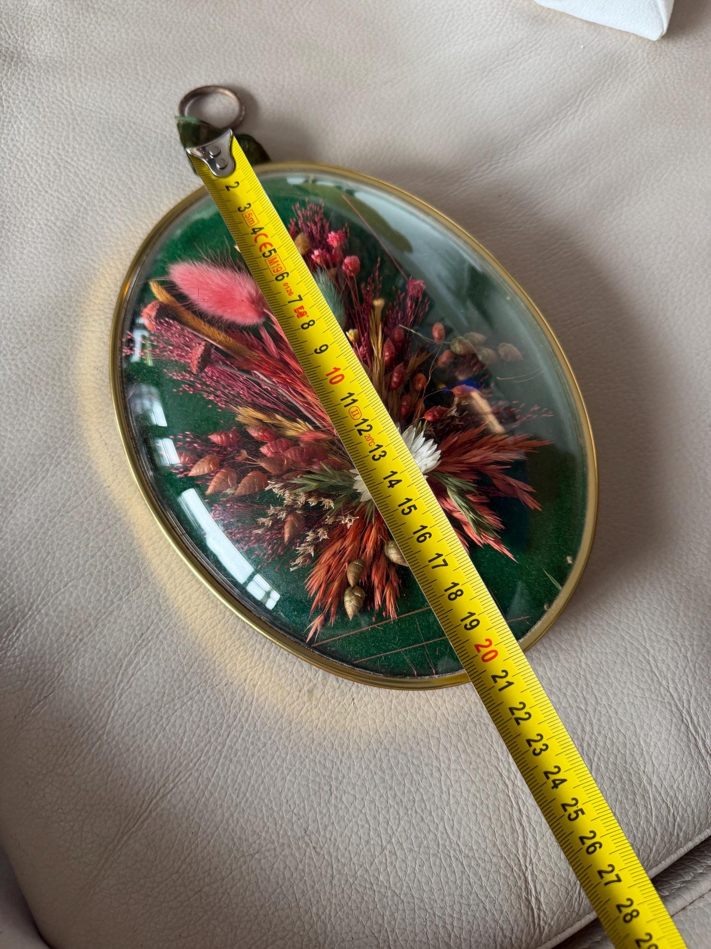 Welcome the harvest season with this convex vintage real dried flower wall ornament