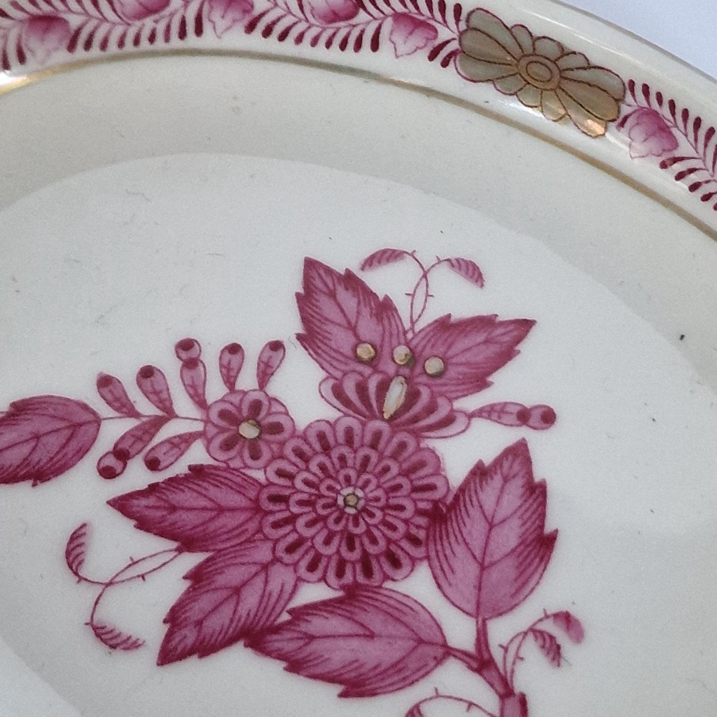 Herend Hungary ashtray ladies Apponyi Red Floral Design