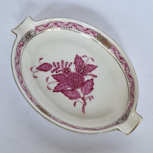 Herend Hungary ashtray ladies Apponyi Red Floral Design