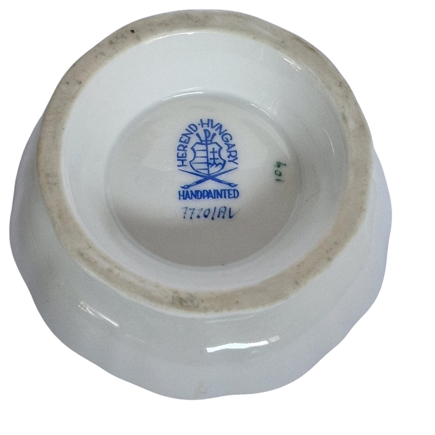 Herend Hungary tazza chocolat presentation dessert coffee dish Apponyi green Floral Design