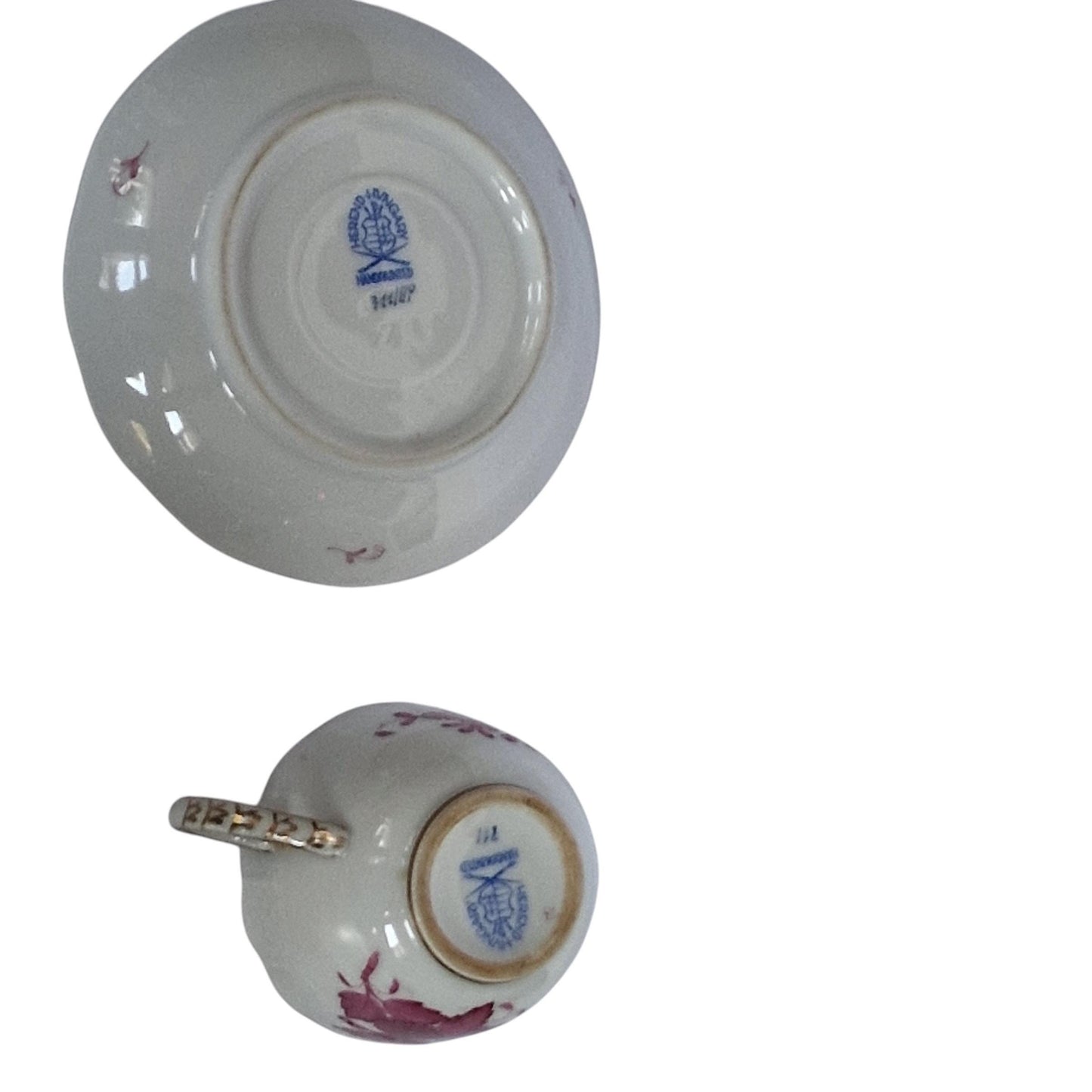 Herend Hungary cup and saucer Apponyi Red Floral Design