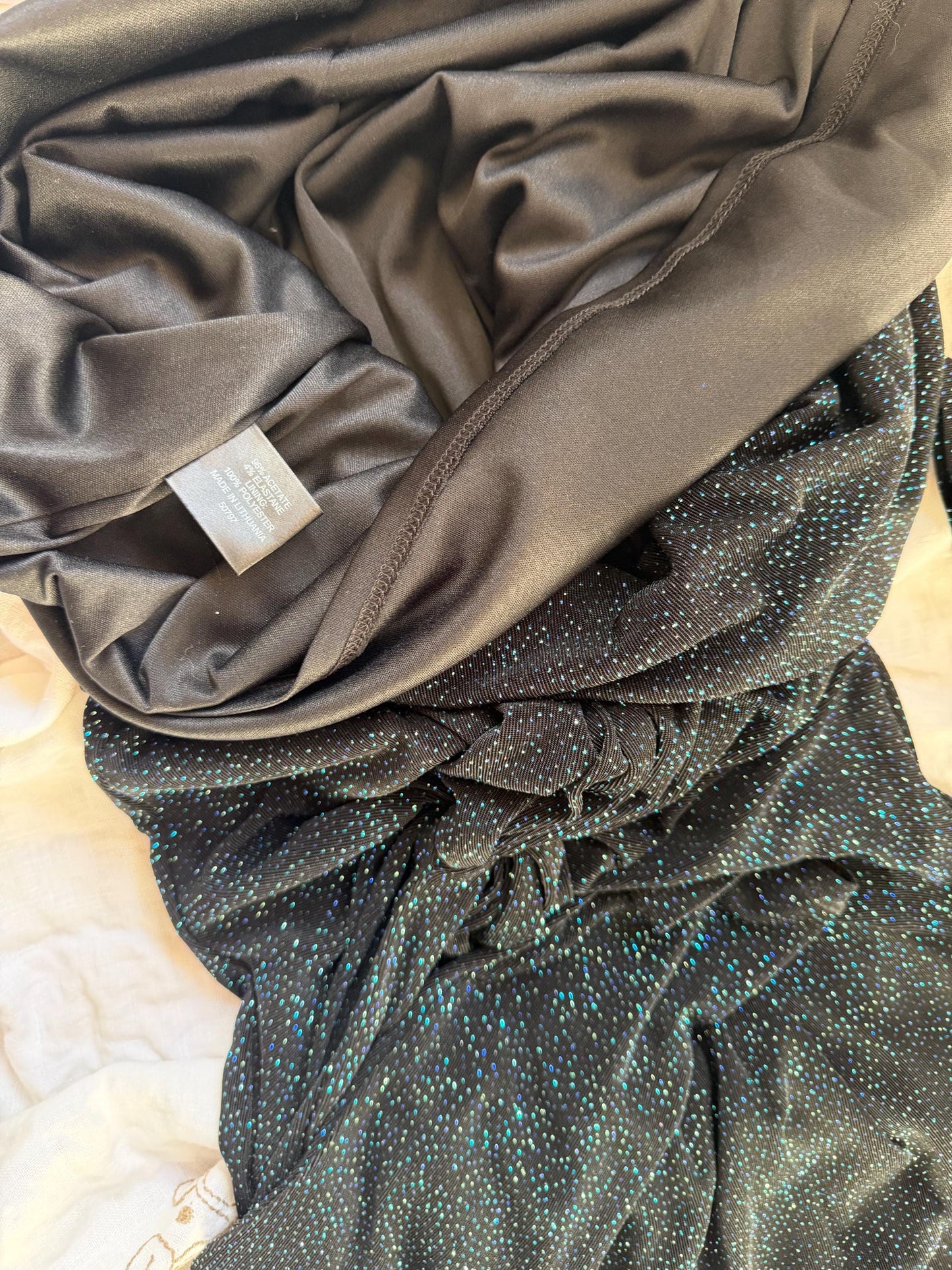 Vintage Ossie Clark London Sparkle Dress Black Evening Cocktail Dress Ruched Waist Party Dress UK 12 EU 40 Glitter Dress Couture fashionista