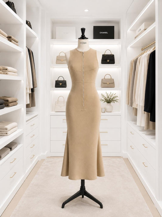 Wolford 3d cut body hugging dress in cafe au lait size M , retired vintage iconic dress