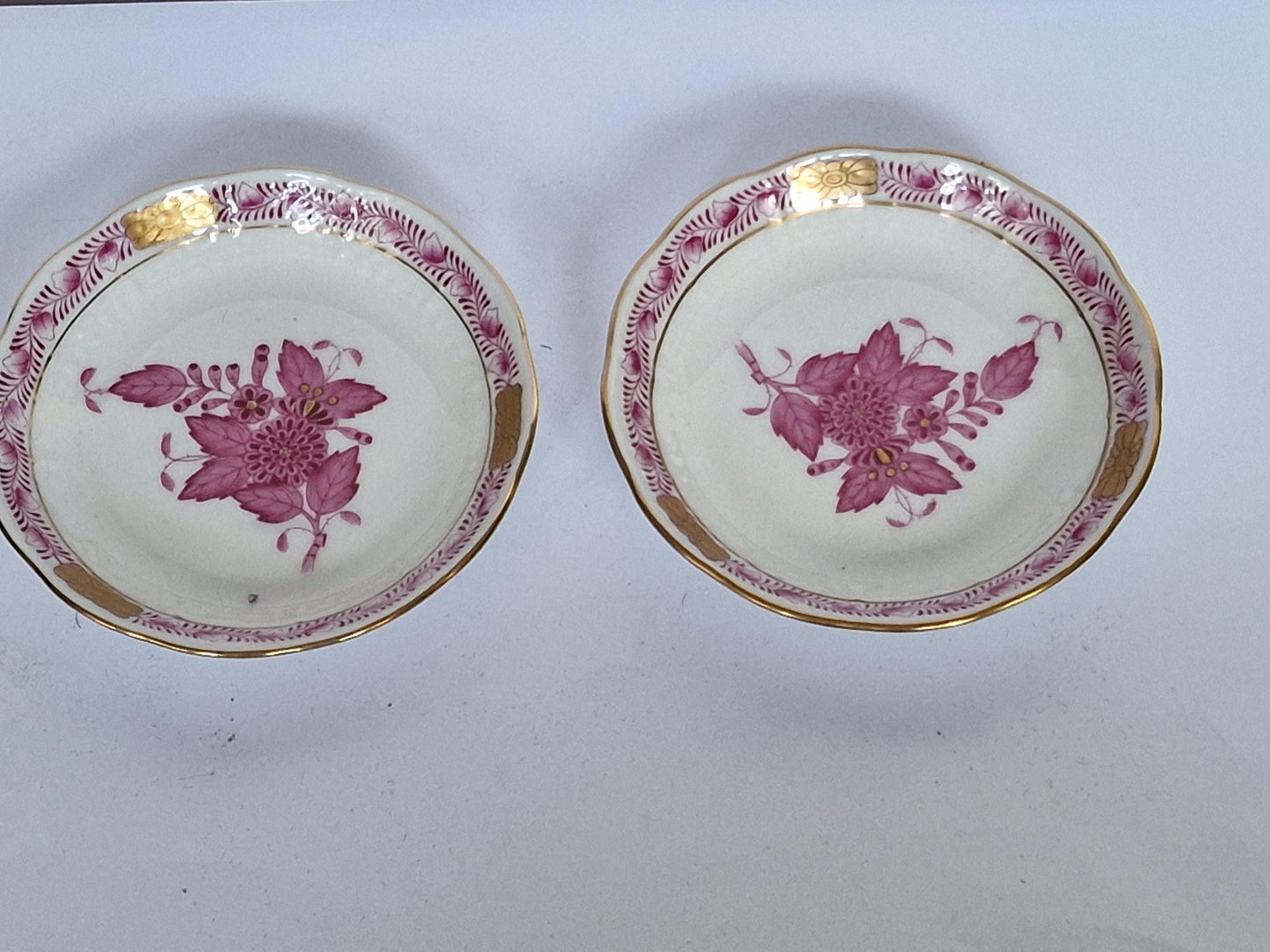 Set of 2 Herend Hungary dessert dishes Apponyi Red Floral Design