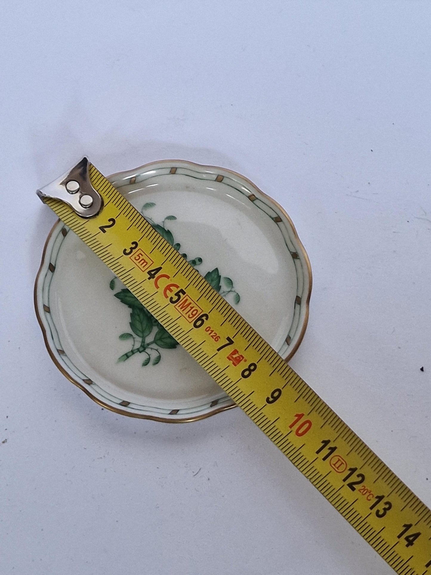 Herend Hungary chocolat presentation dessert coffee dish Apponyi green Floral Design