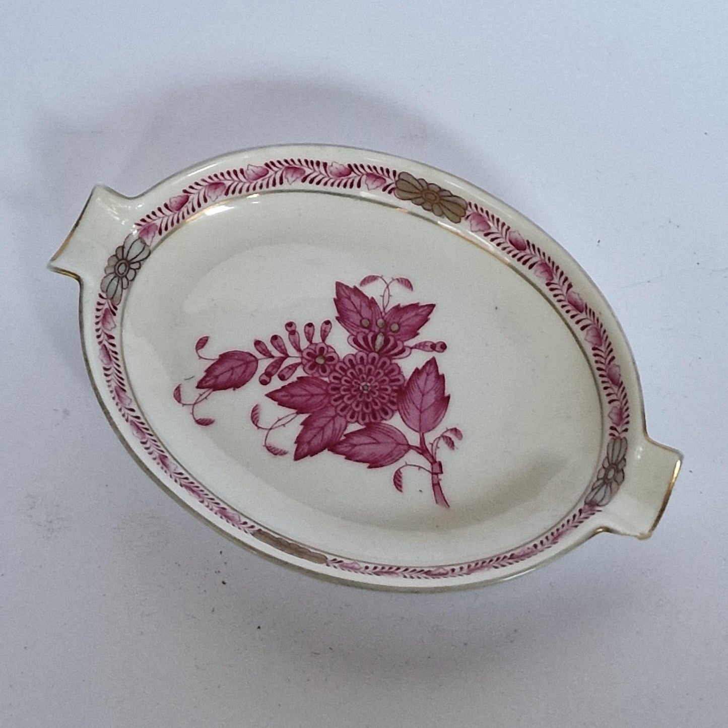 Herend Hungary ashtray ladies Apponyi Red Floral Design