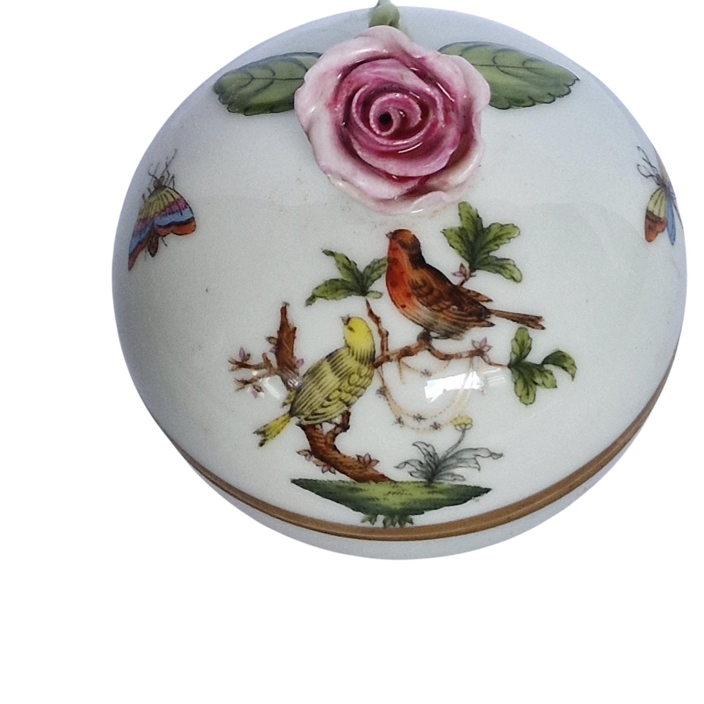 Herend Hungary Rotshield birds  lidded bowl chocolat presentation