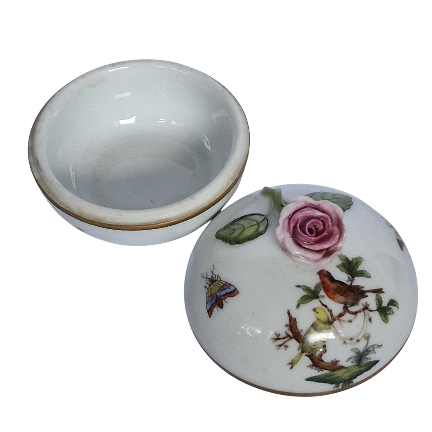 Herend Hungary Rotshield birds  lidded bowl chocolat presentation