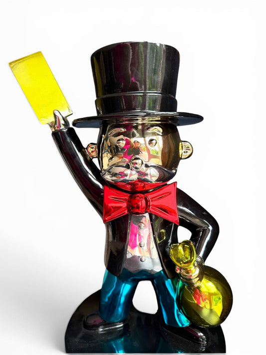 16.3’’ XL Diederik van Apple - mr monopoly - trust in gold - large pop art sculpture. Dutch designer, iconic conversation piece