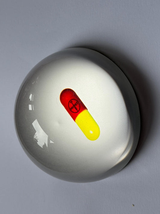 Damien Hirst - the pill - boxed crystal paperweight - design object. Tate, rare, iconic, conversation piece