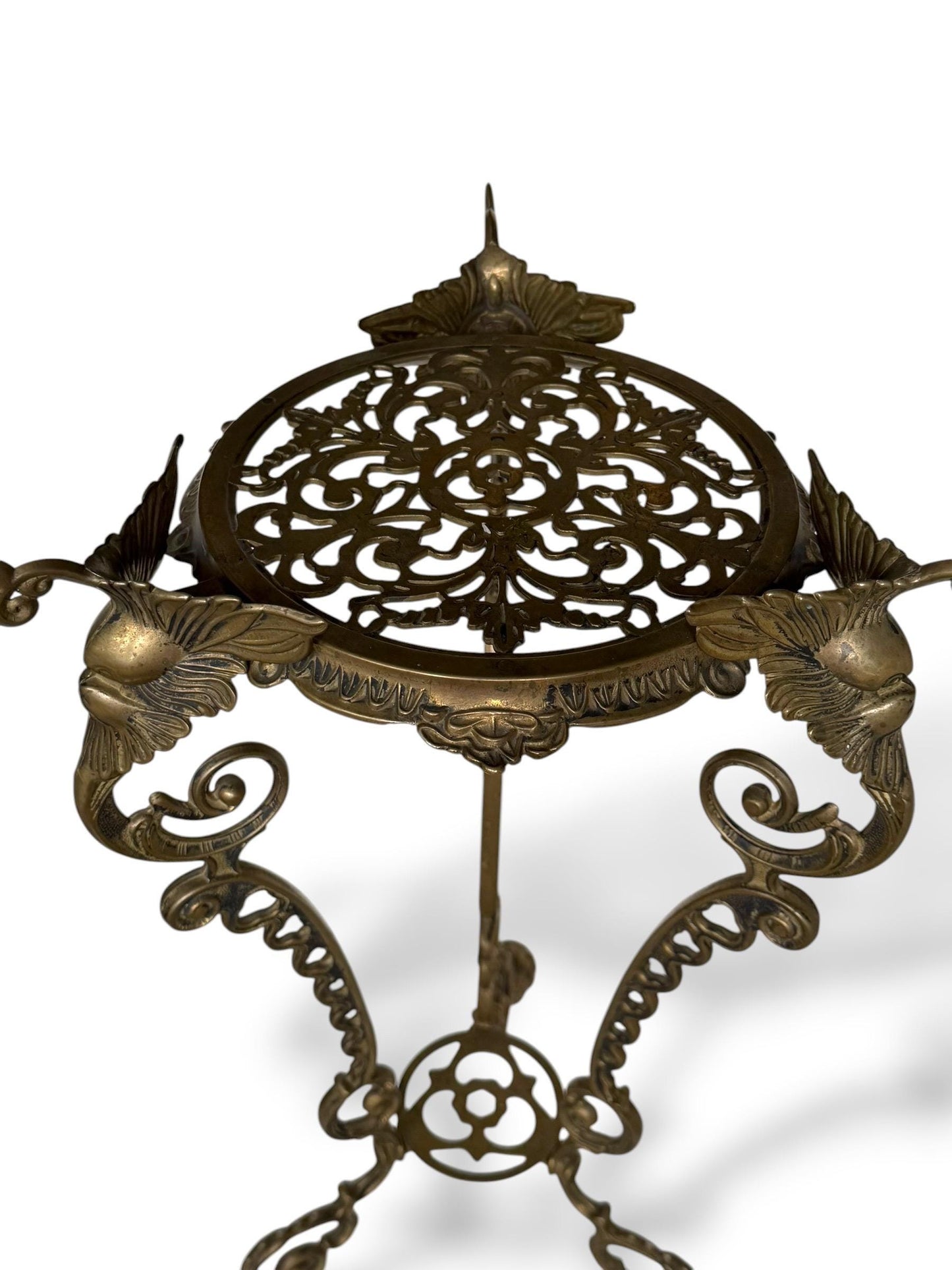 Sidetable, French Art Nouveau ornate Brass Plant Stand / Gueridon, circa 1900-1920