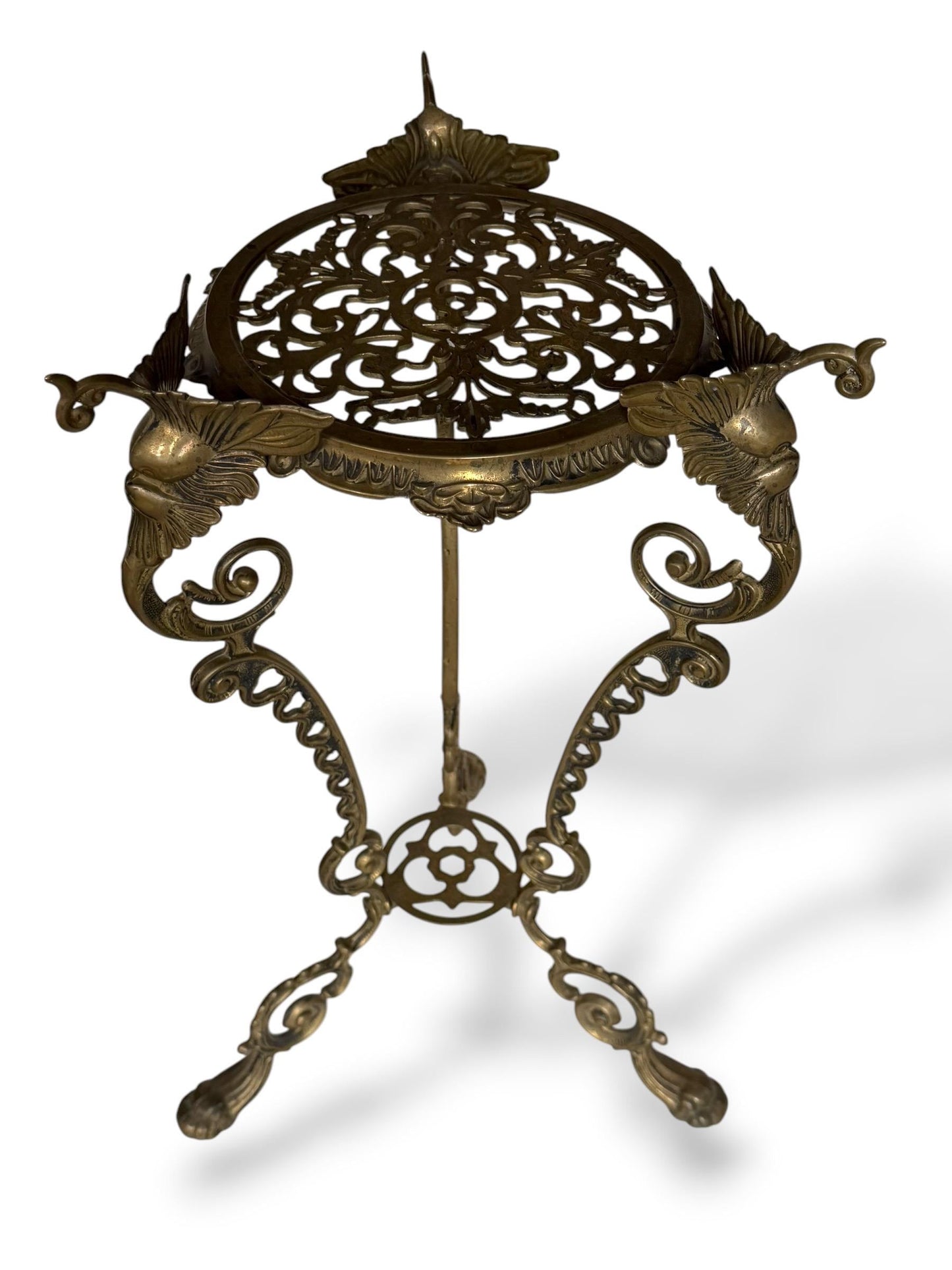 Sidetable, French Art Nouveau ornate Brass Plant Stand / Gueridon, circa 1900-1920
