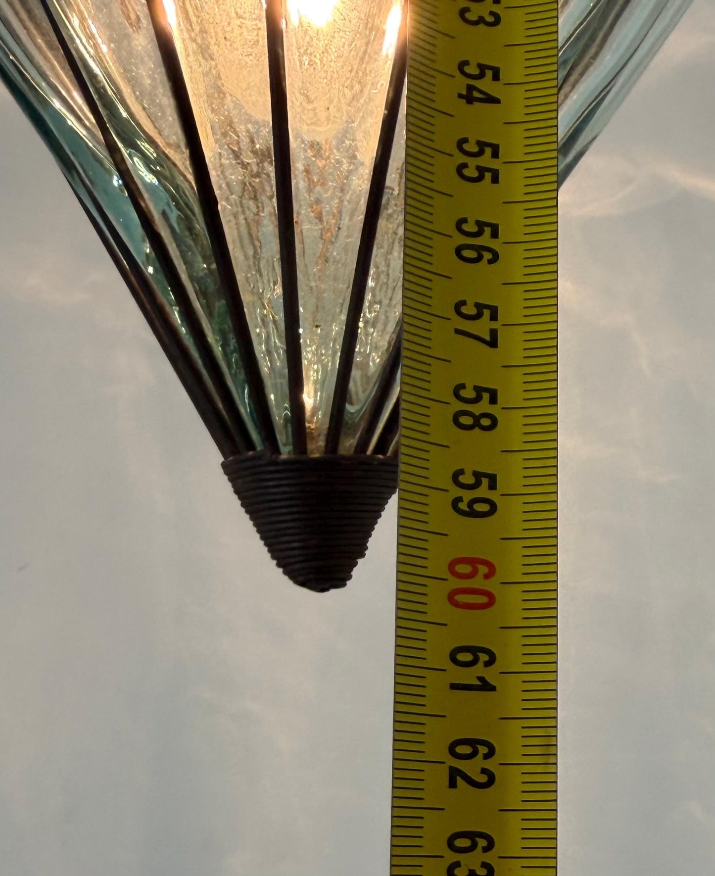venezian vintage mouthblown glass ceiling lamp. veneziaanse oude hanglamp