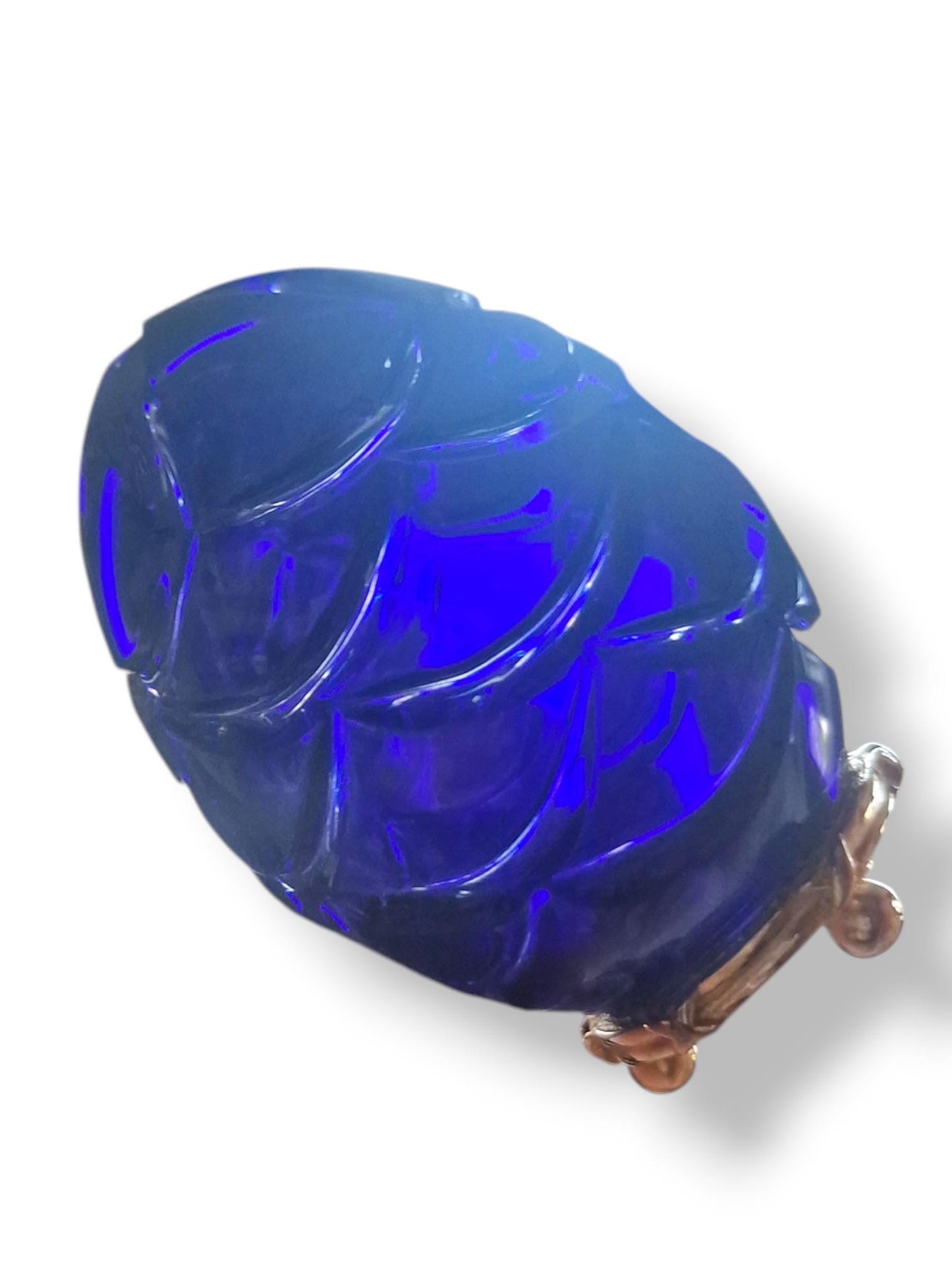 Signed Faberge Imperial boxed Crystal Egg, Limited Edition, sapphire blue
