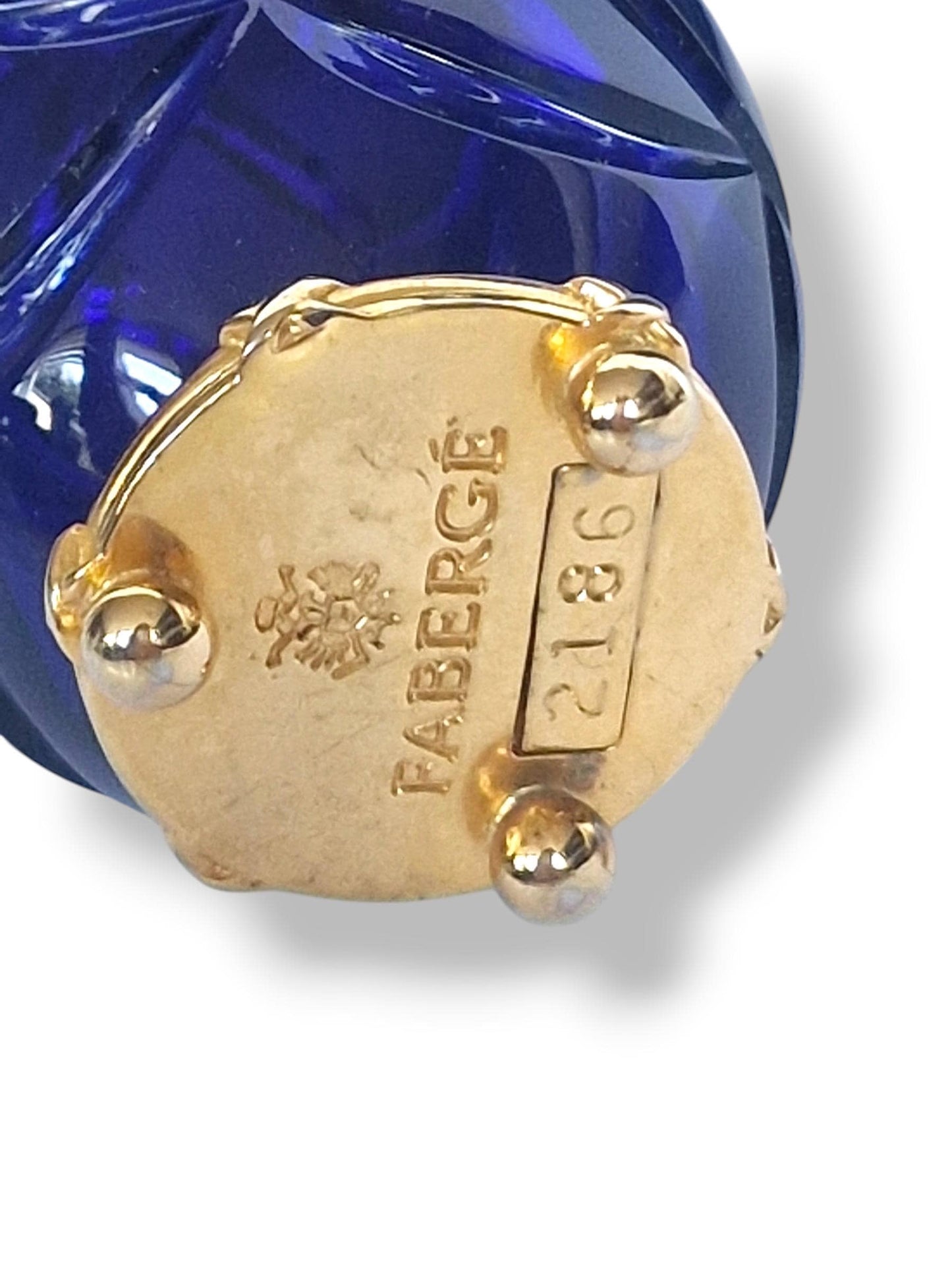 Signed Faberge Imperial boxed Crystal Egg, Limited Edition, sapphire blue