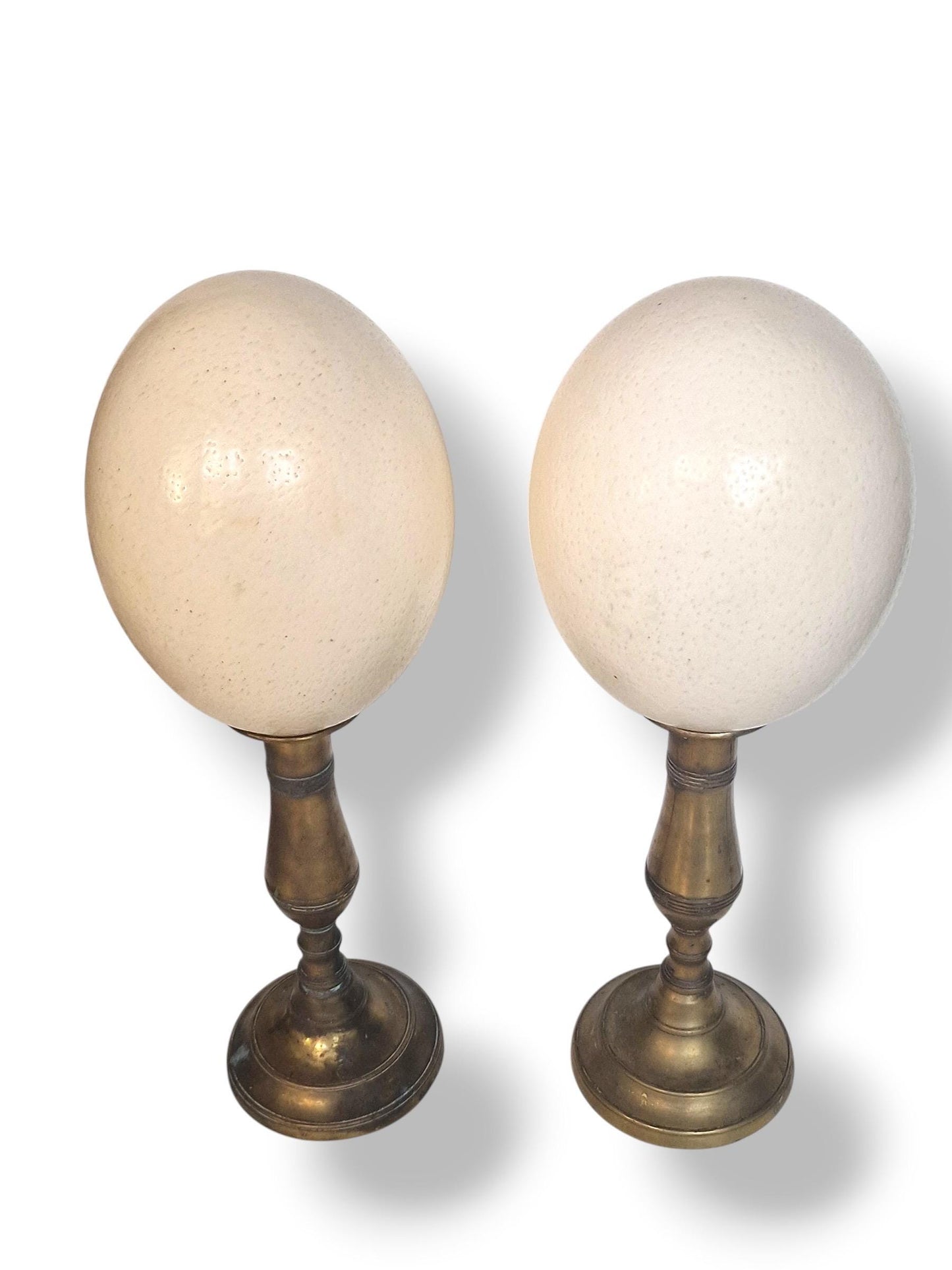 A set of 2 34 cm large Art Nouveau Bronze Ostrich Eggs, Austrian Fauvism Decor, 34 cm