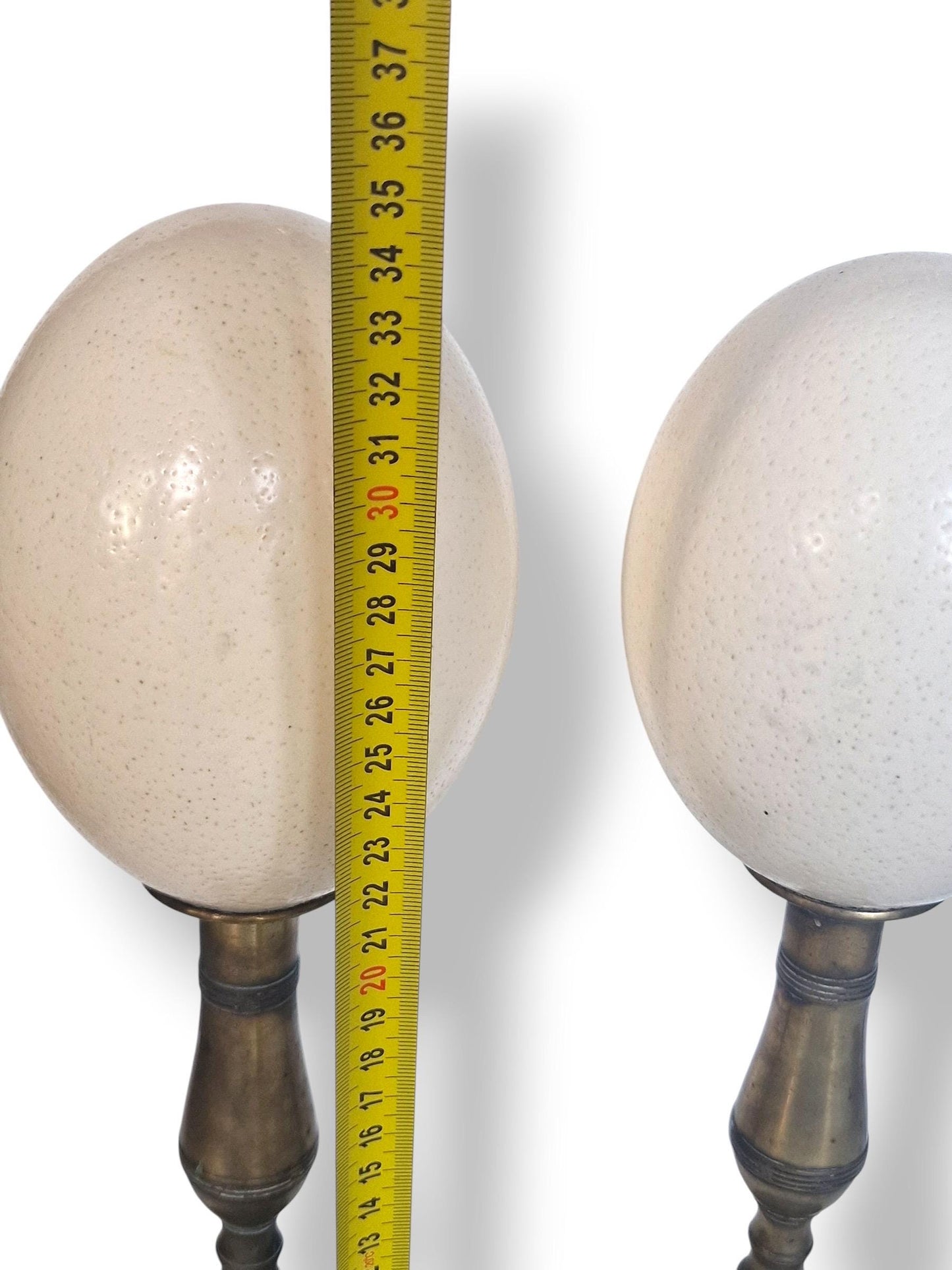 A set of 2 34 cm large Art Nouveau Bronze Ostrich Eggs, Austrian Fauvism Decor, 34 cm