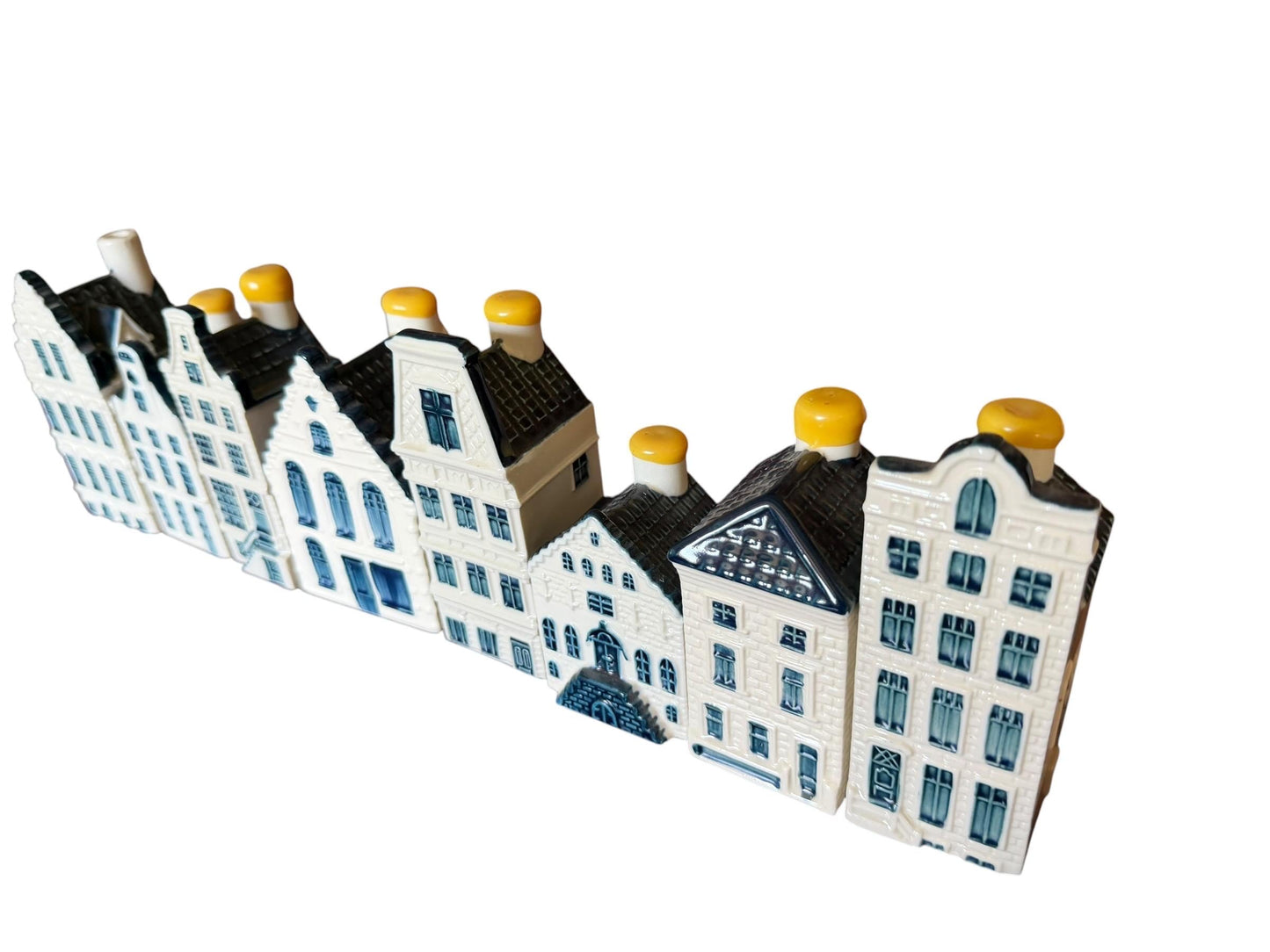 8 KLM Amsterdam Canal Houses, Hand Painted Porcelain Collectible Dutch grachtenpandjes street
