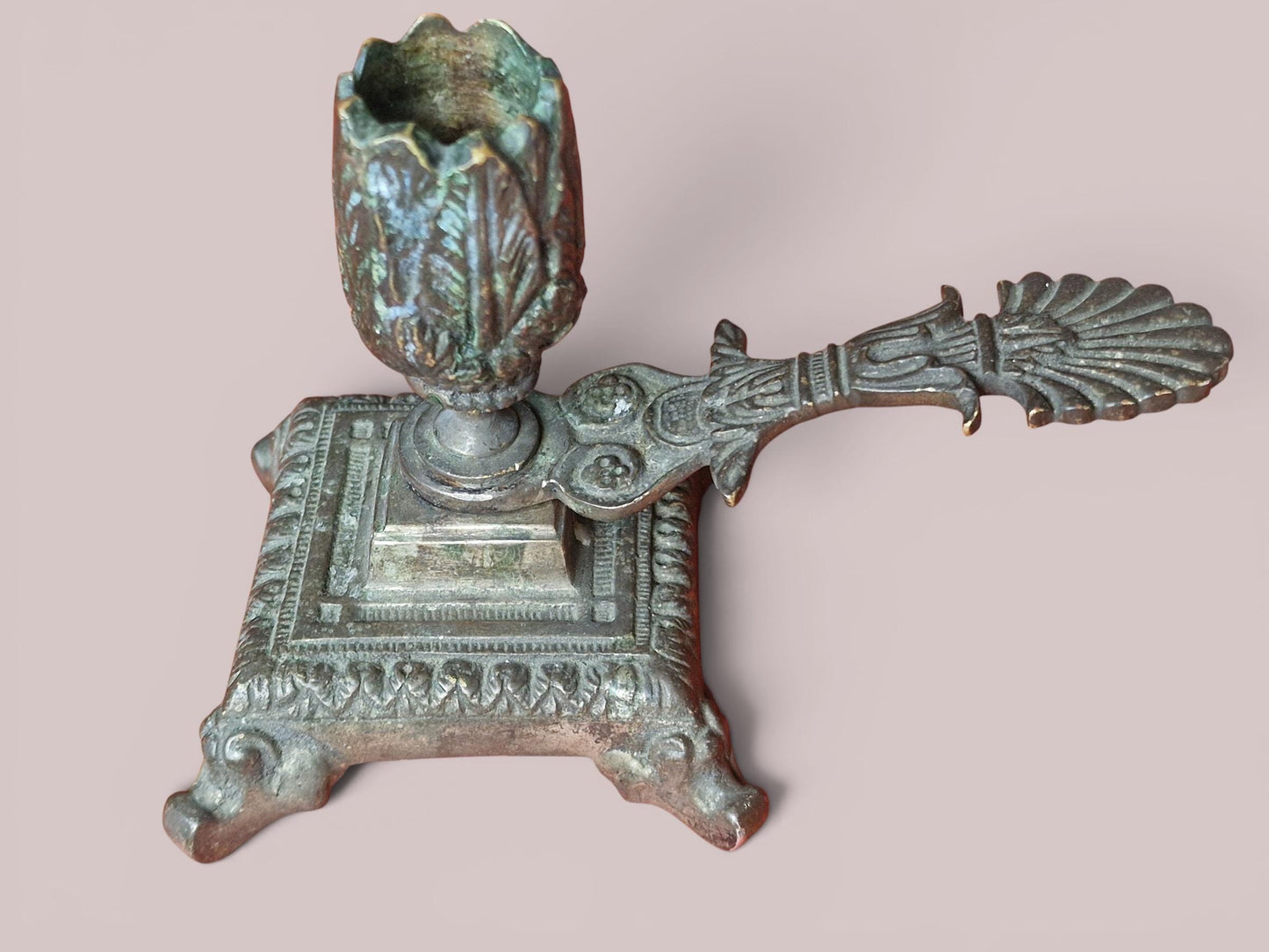Antique Candlestick Blaker, scrooge candleholder hand candle vintage brocante