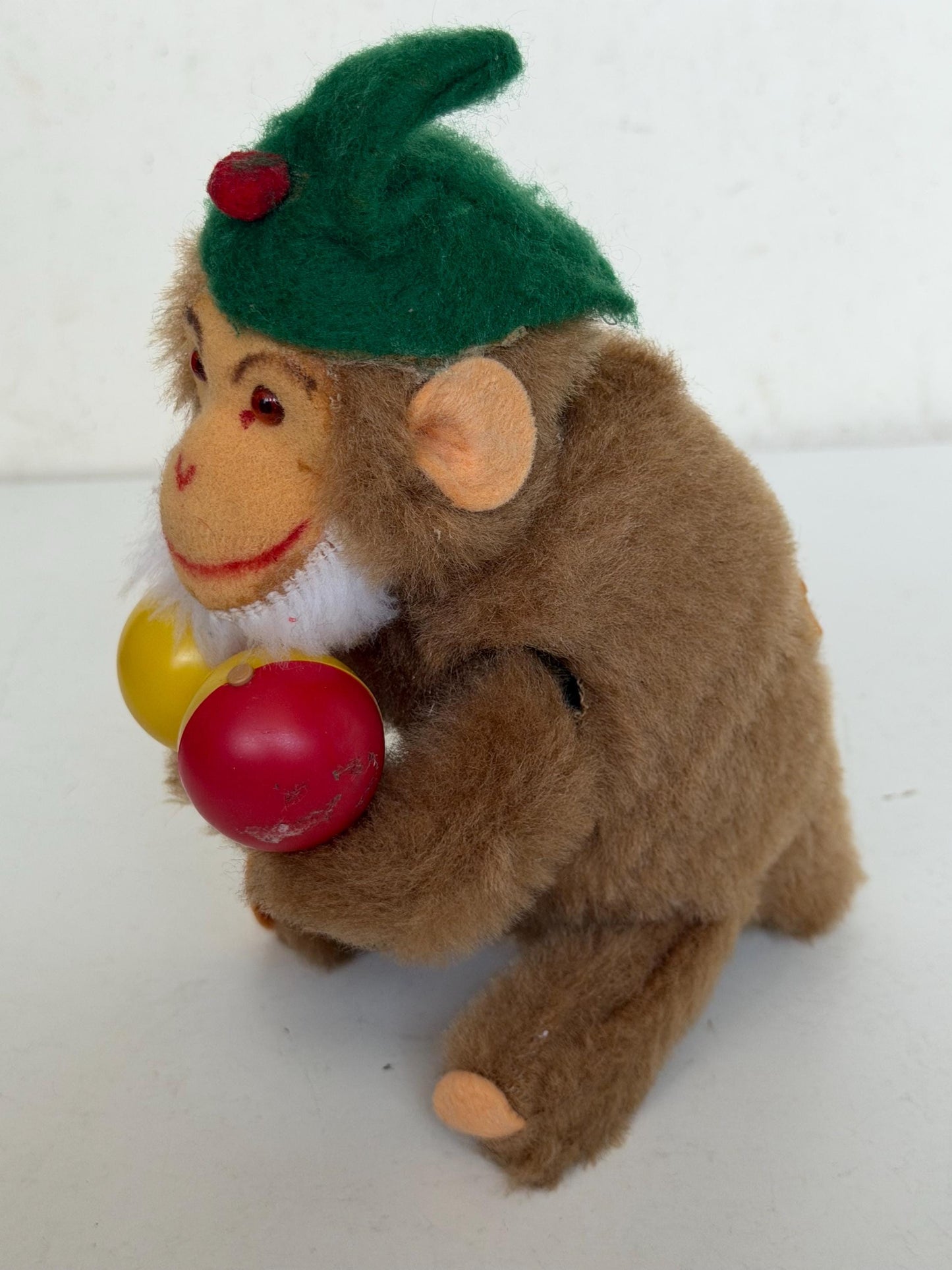Carl Original mechanical toy Wind-Up Monkey with sambaBalls in Original Box – Mid-Century German Toy ape musician