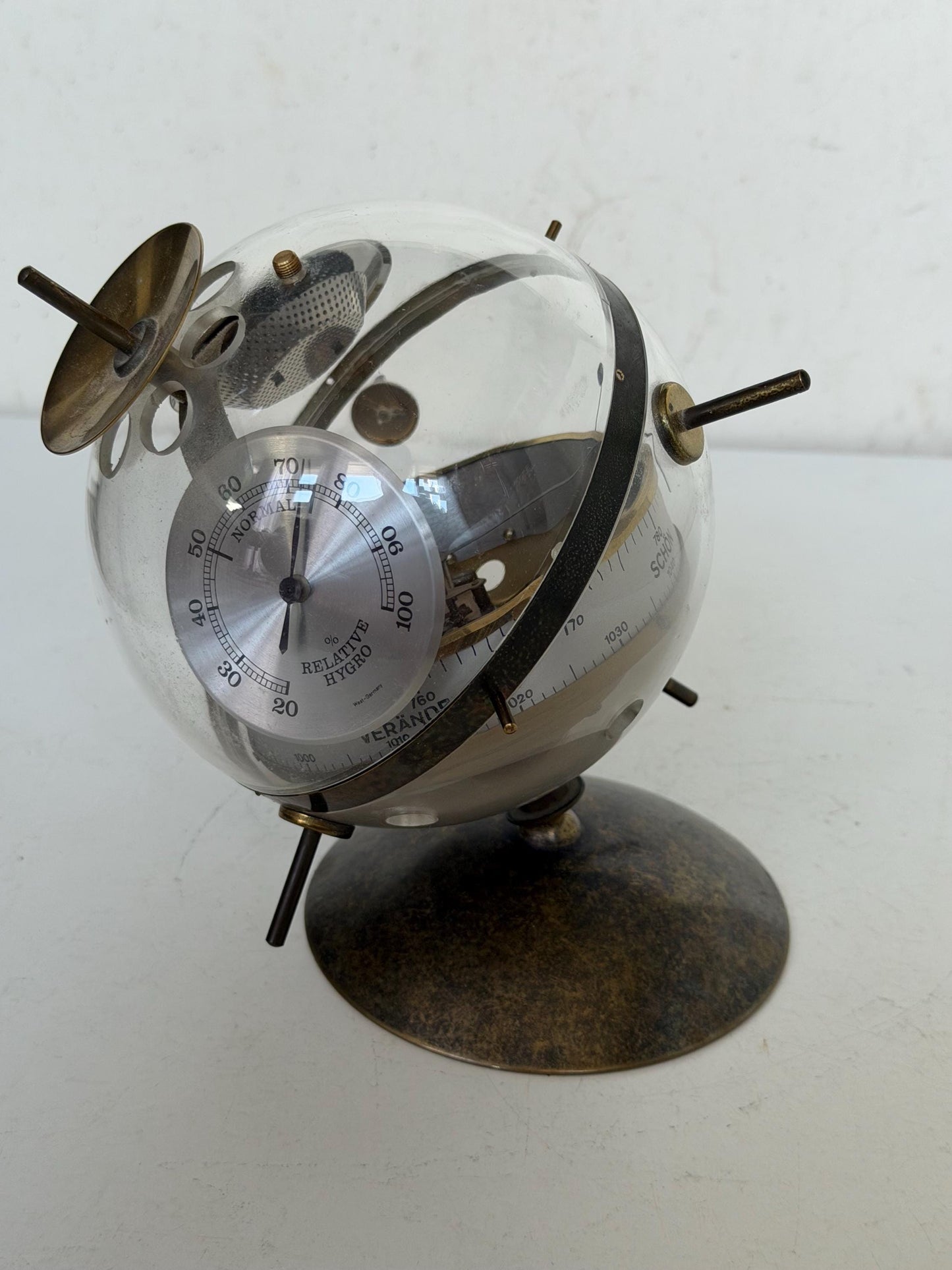 Weather station SPACE AGE SPUTNIK Mid Century German modernism 1950s design Barometer Thermometer Hygrometer design weatherstation, rare