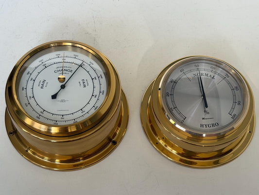 Weather station Wempe Hamburg brass Mid Century German modernism 1950s design Barometer Thermometer Hygrometer design weatherstation, rare