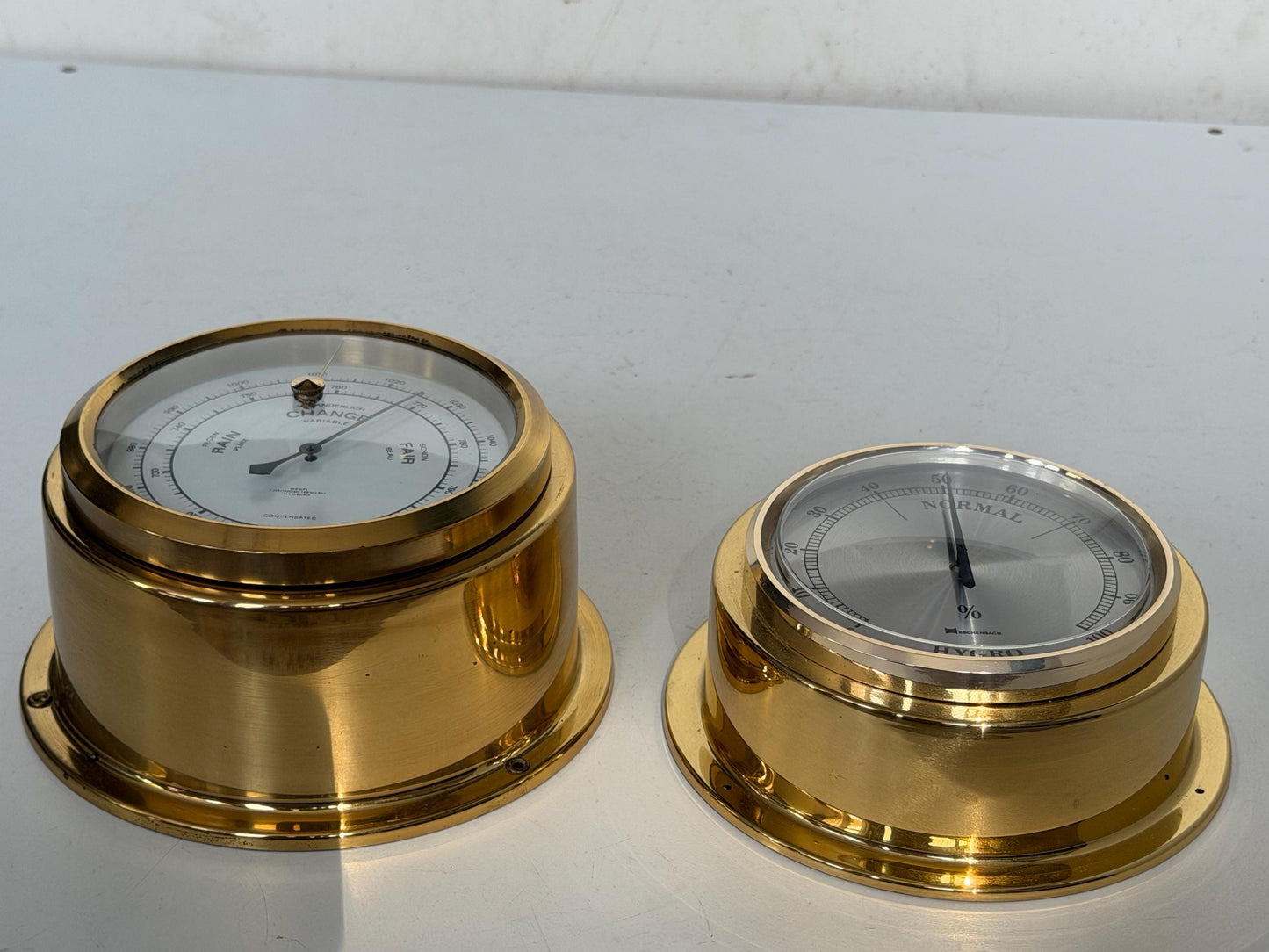 Weather station Wempe Hamburg brass Mid Century German modernism 1950s design Barometer Thermometer Hygrometer design weatherstation, rare