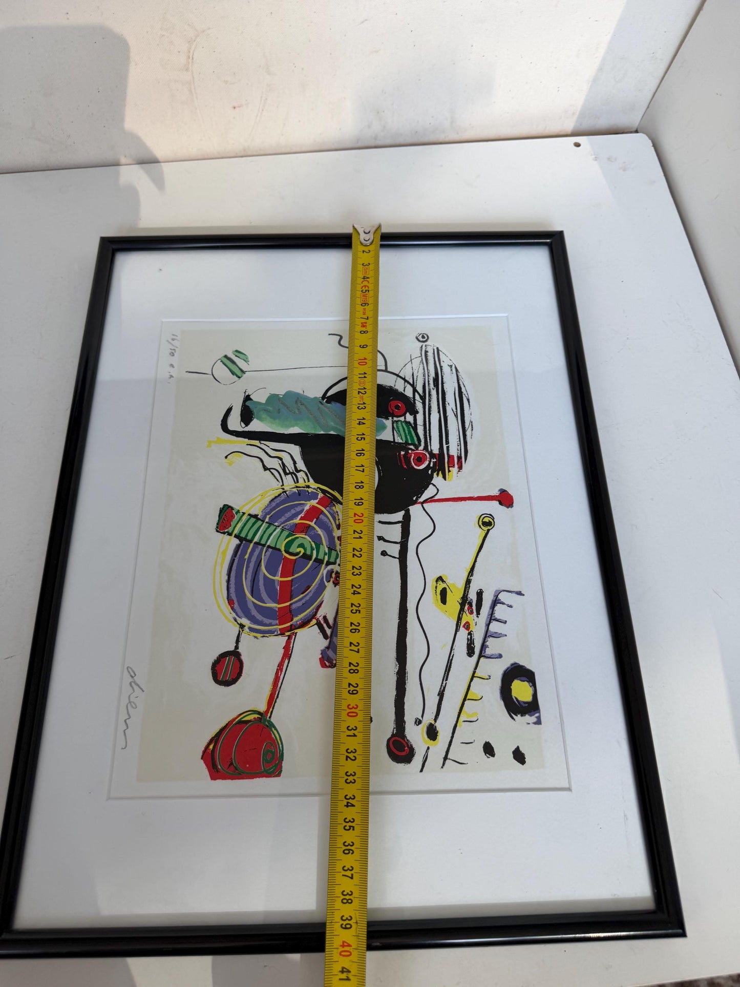 Peter Diem Abstract zeefdruk Painting on paper, framed, Dutch Artist modern abstract 16/50