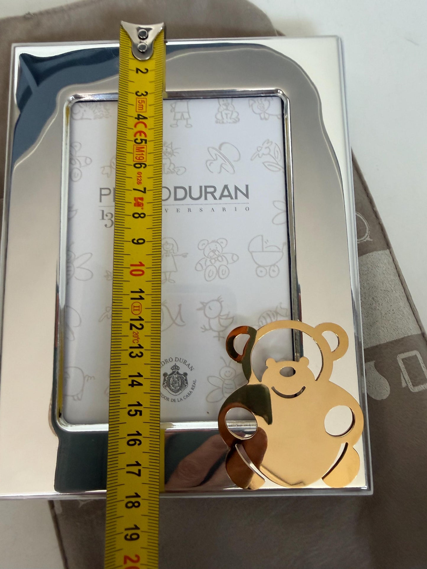 Pedro Duran silver and gold vintage spanish baby photoframe, boxed newborn shower christening gift luxury exlusives. Bear