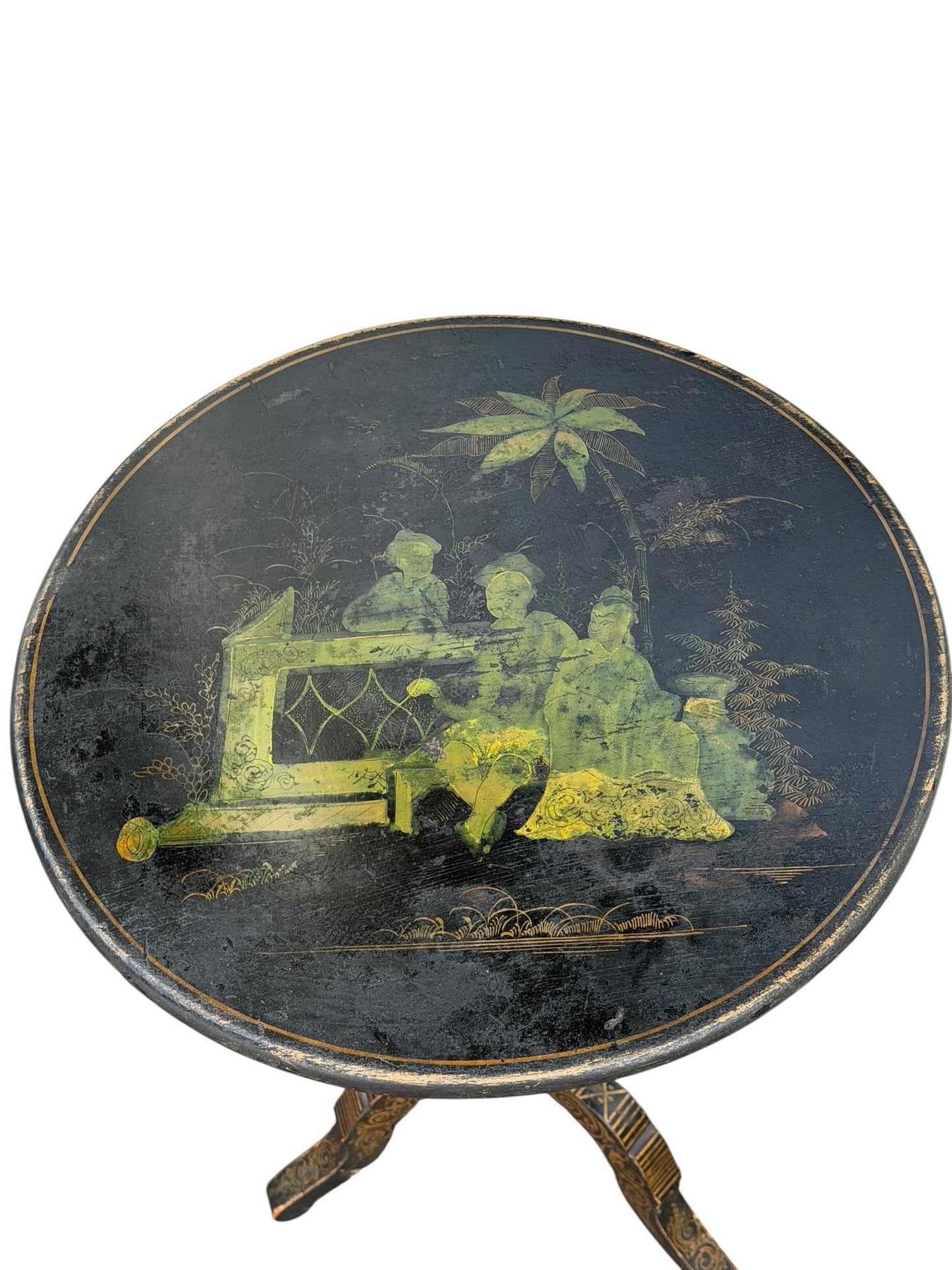 napoleon III tilt top chinoiserie table, 1850-1870, France. French antique sidetable, a beauty