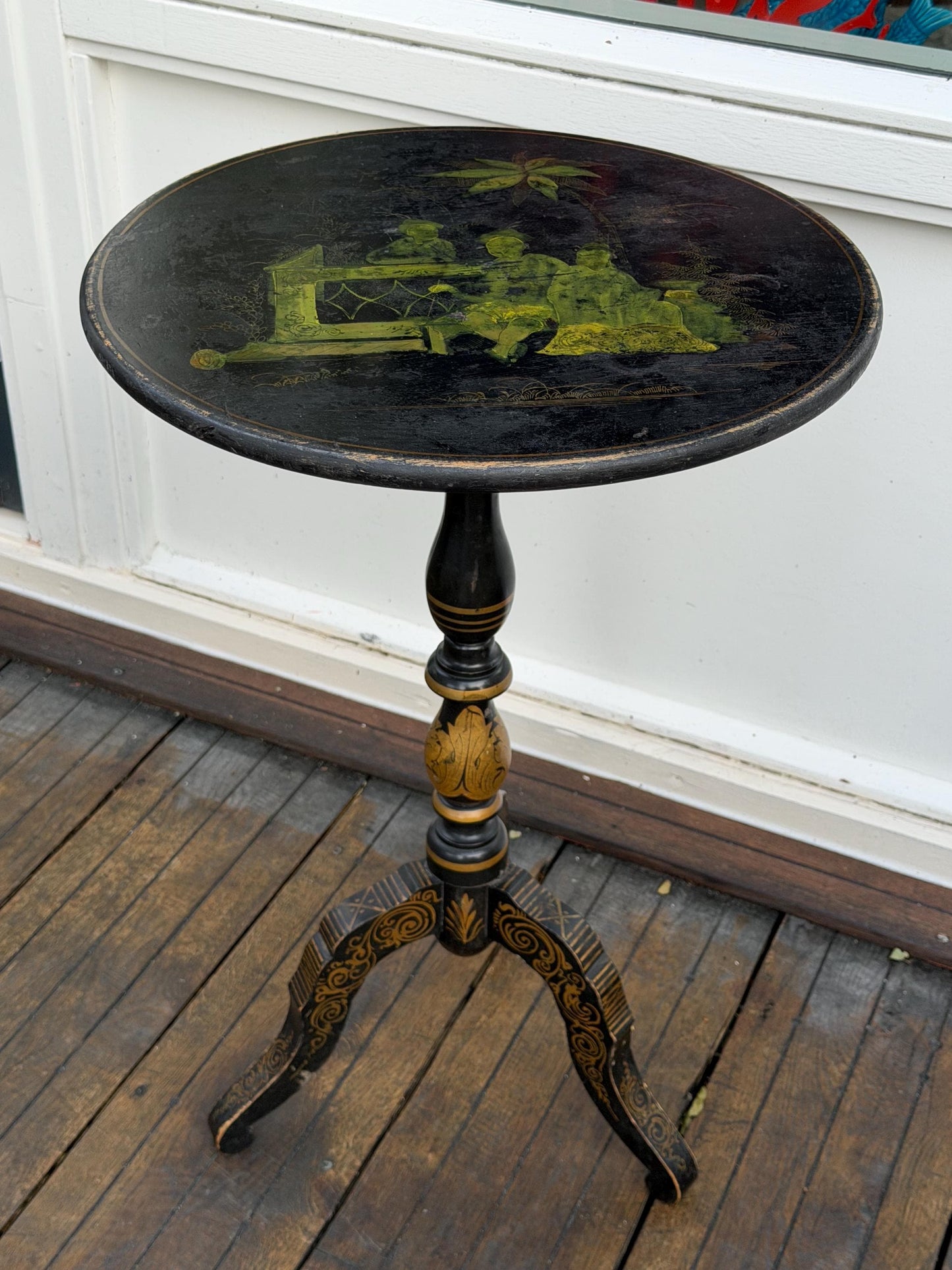 napoleon III tilt top chinoiserie table, 1850-1870, France. French antique sidetable, a beauty