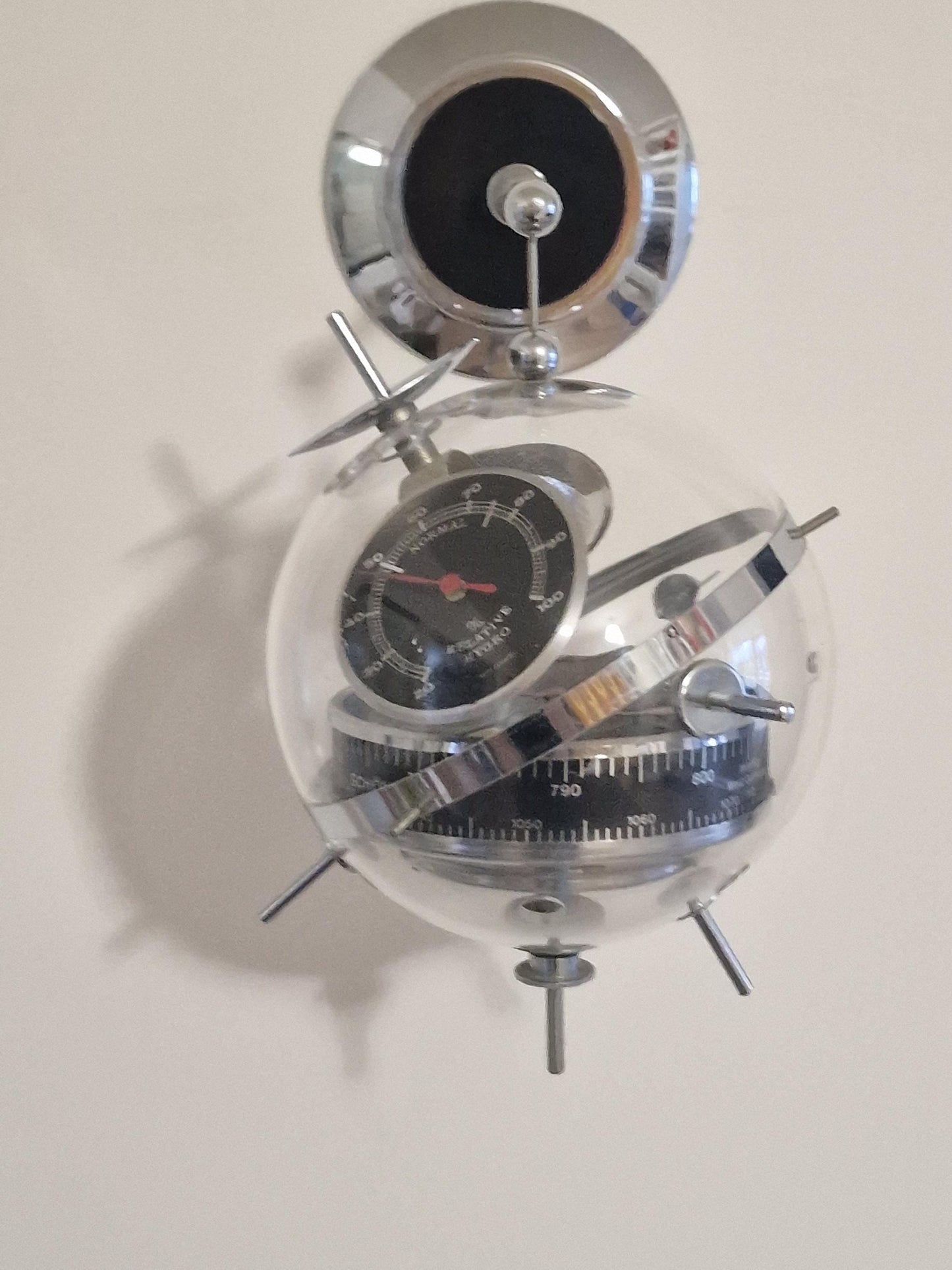 Weather station Space Age SPUTNIK  wall!! Mid Century German modernism 1950s design Barometer Thermometer Hygrometer design weatherstation