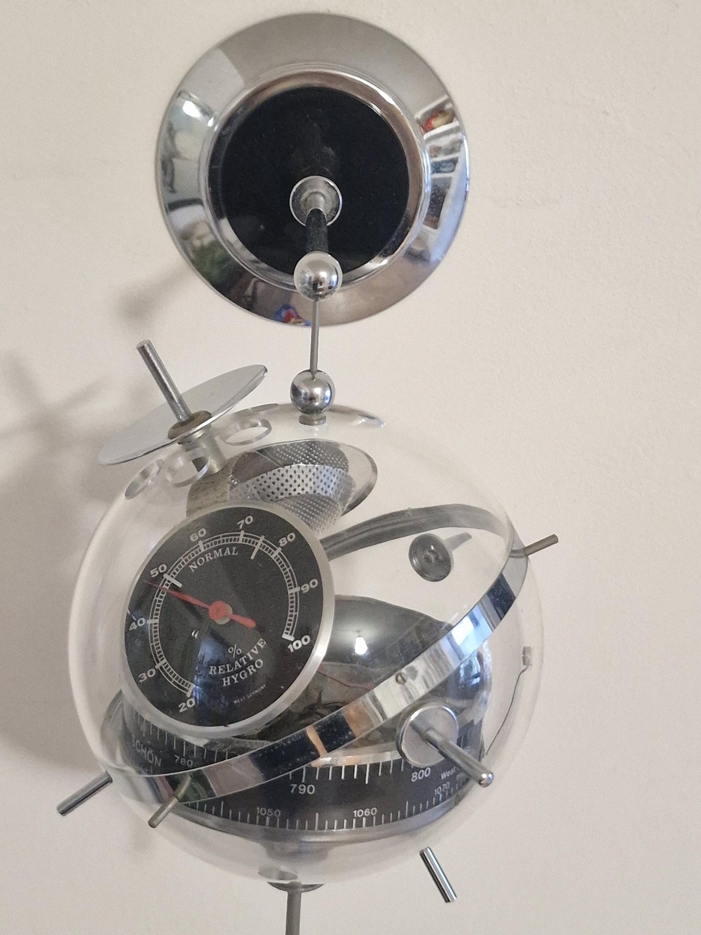 Weather station Space Age SPUTNIK  wall!! Mid Century German modernism 1950s design Barometer Thermometer Hygrometer design weatherstation