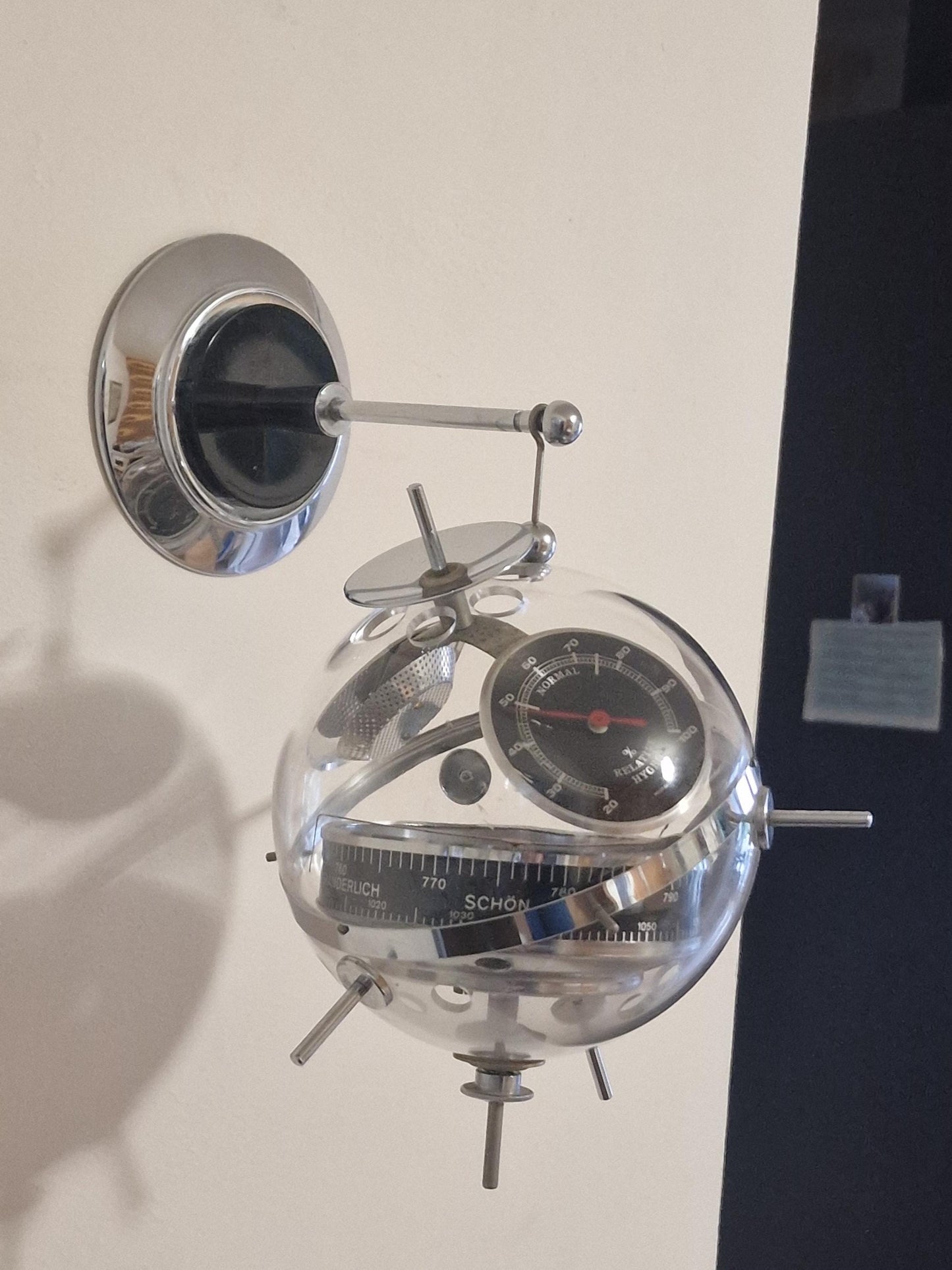 Weather station Space Age SPUTNIK  wall!! Mid Century German modernism 1950s design Barometer Thermometer Hygrometer design weatherstation