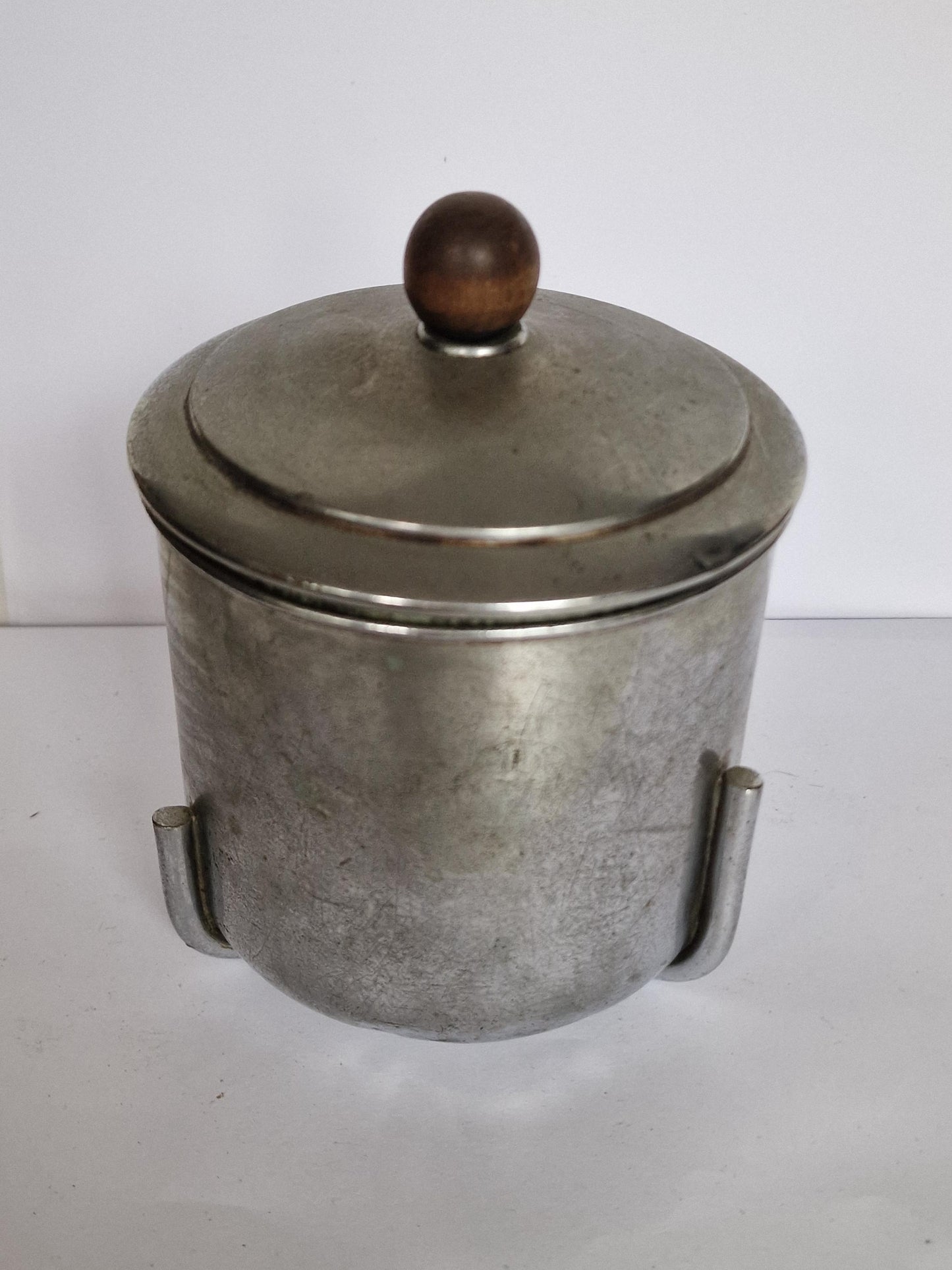 Art deco ensemble vase, jar, pewter and porcelain, dish and quaich