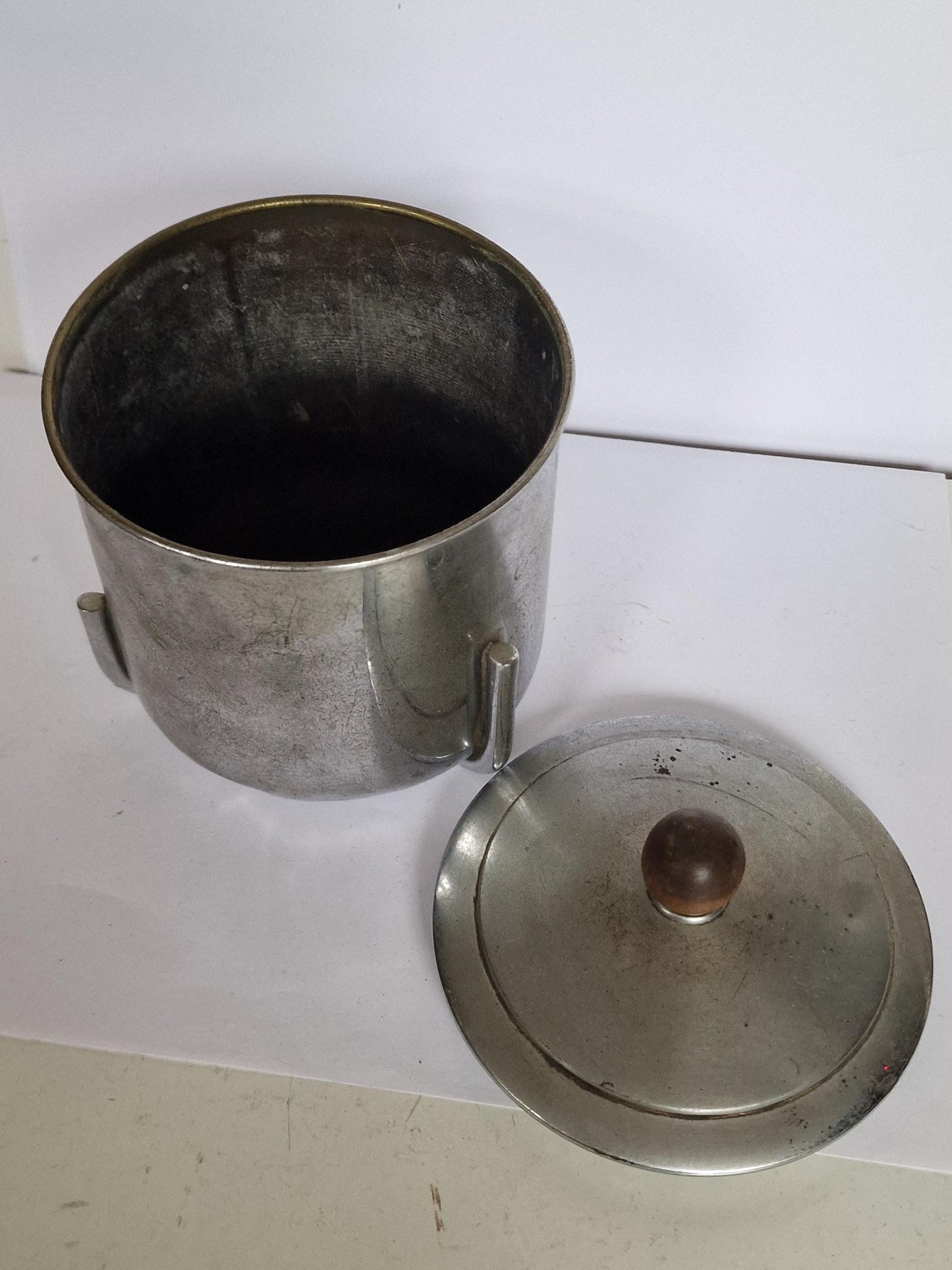 Art deco ensemble vase, jar, pewter and porcelain, dish and quaich
