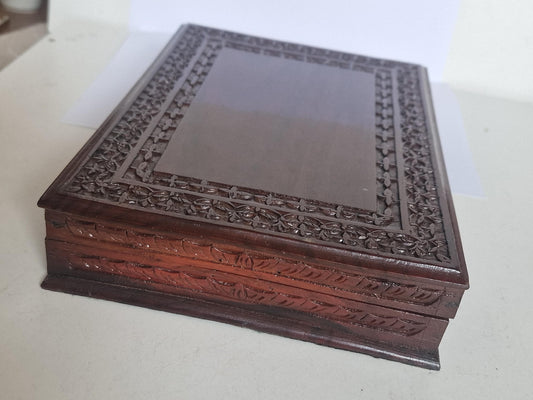 Kist fluweel houtsnijwerk large cigar luxury handcarved case