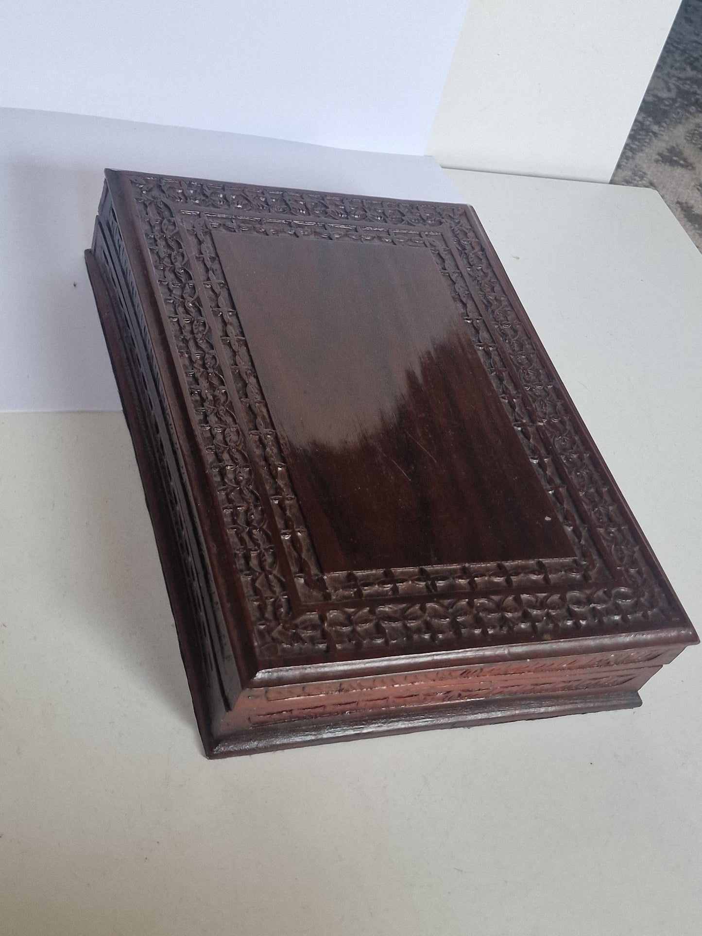 Kist fluweel houtsnijwerk large cigar luxury handcarved case