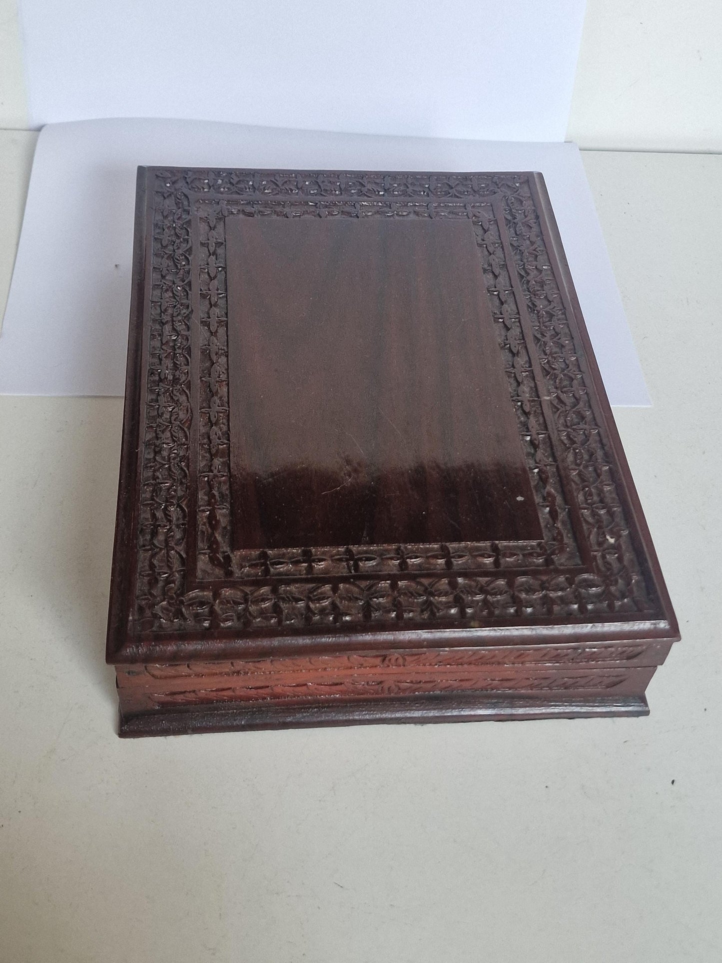Kist fluweel houtsnijwerk large cigar luxury handcarved case