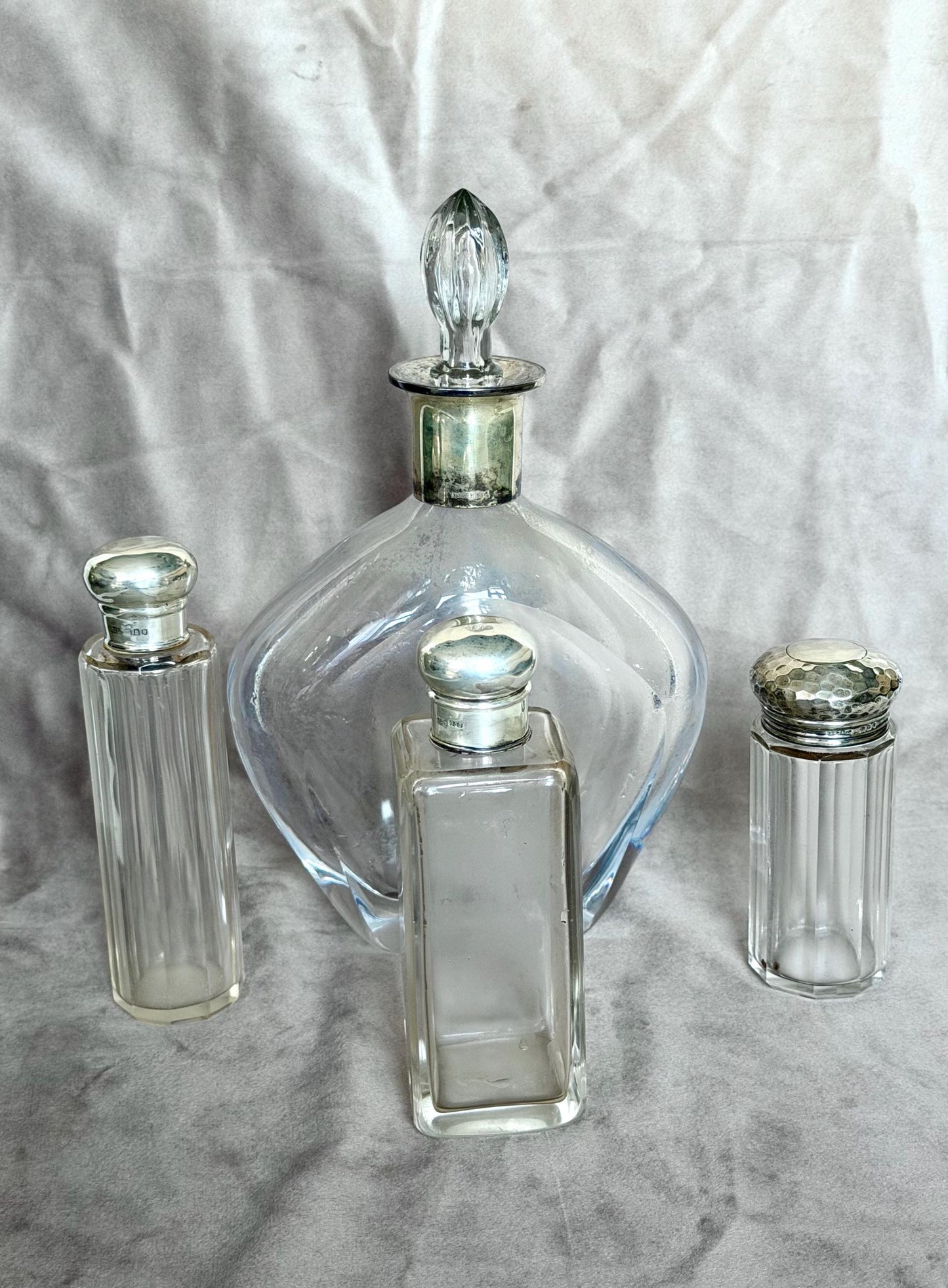 Antique Dressing Table Ensemble with Sterling Silver Mounted Bottles, c. 1880–1930, 4