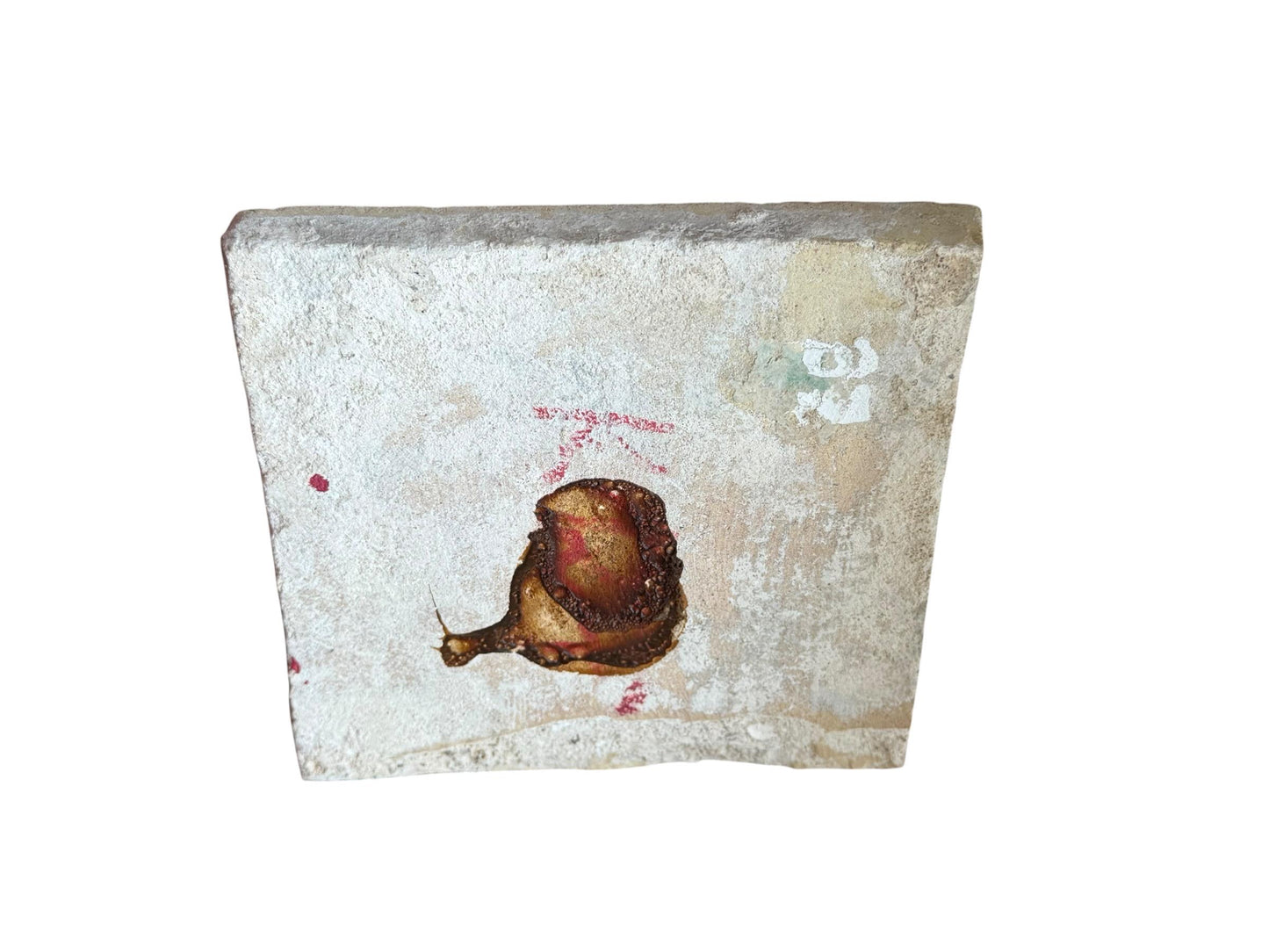 Antique Dutch Tile, Polychrome Tulip with large oxhead corner, fine collectable, Holland, 1625