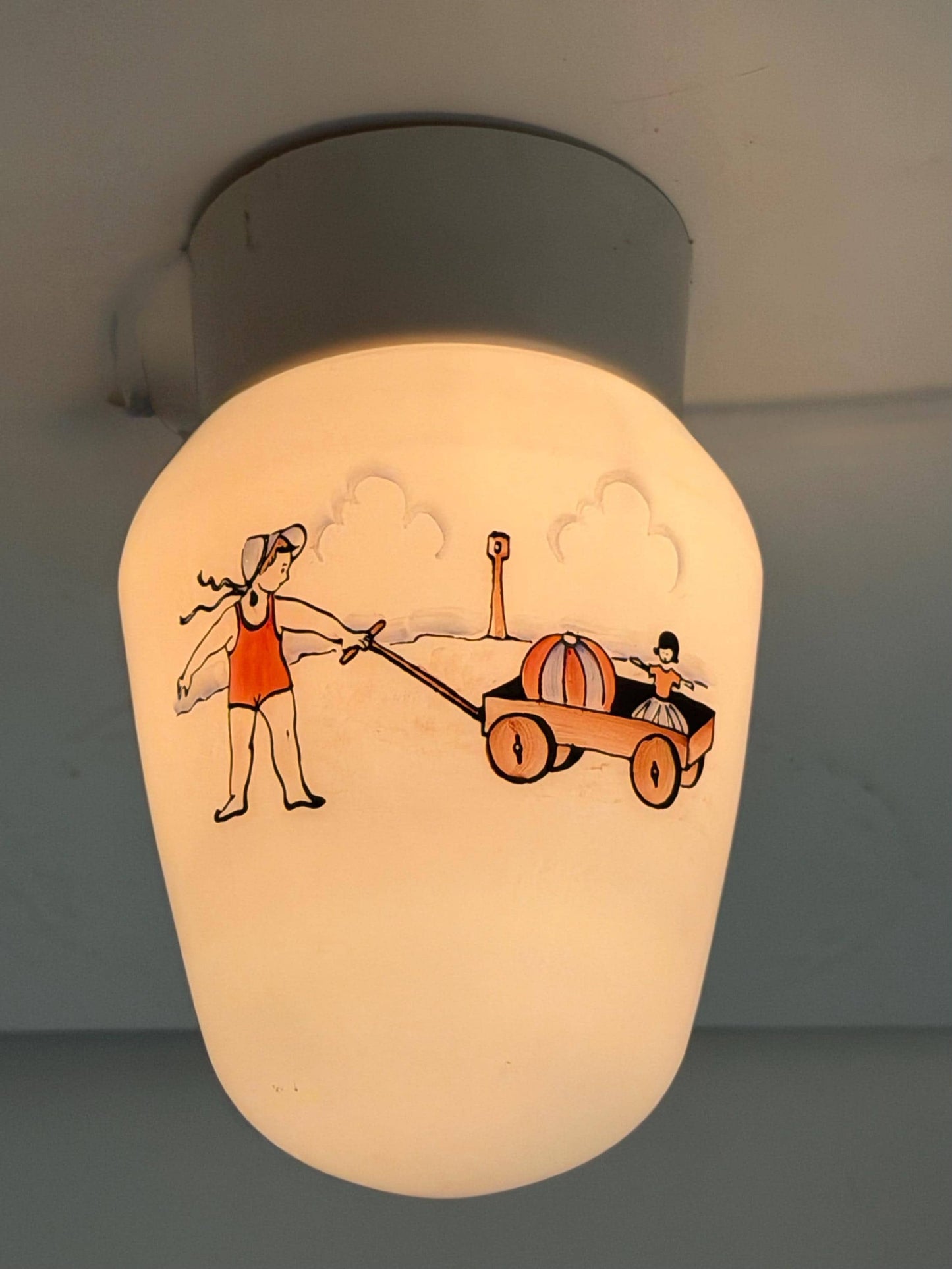 Art Deco Children Glass Ceiling Lamp - Thabur, Niko Fixture baby nursery antique room