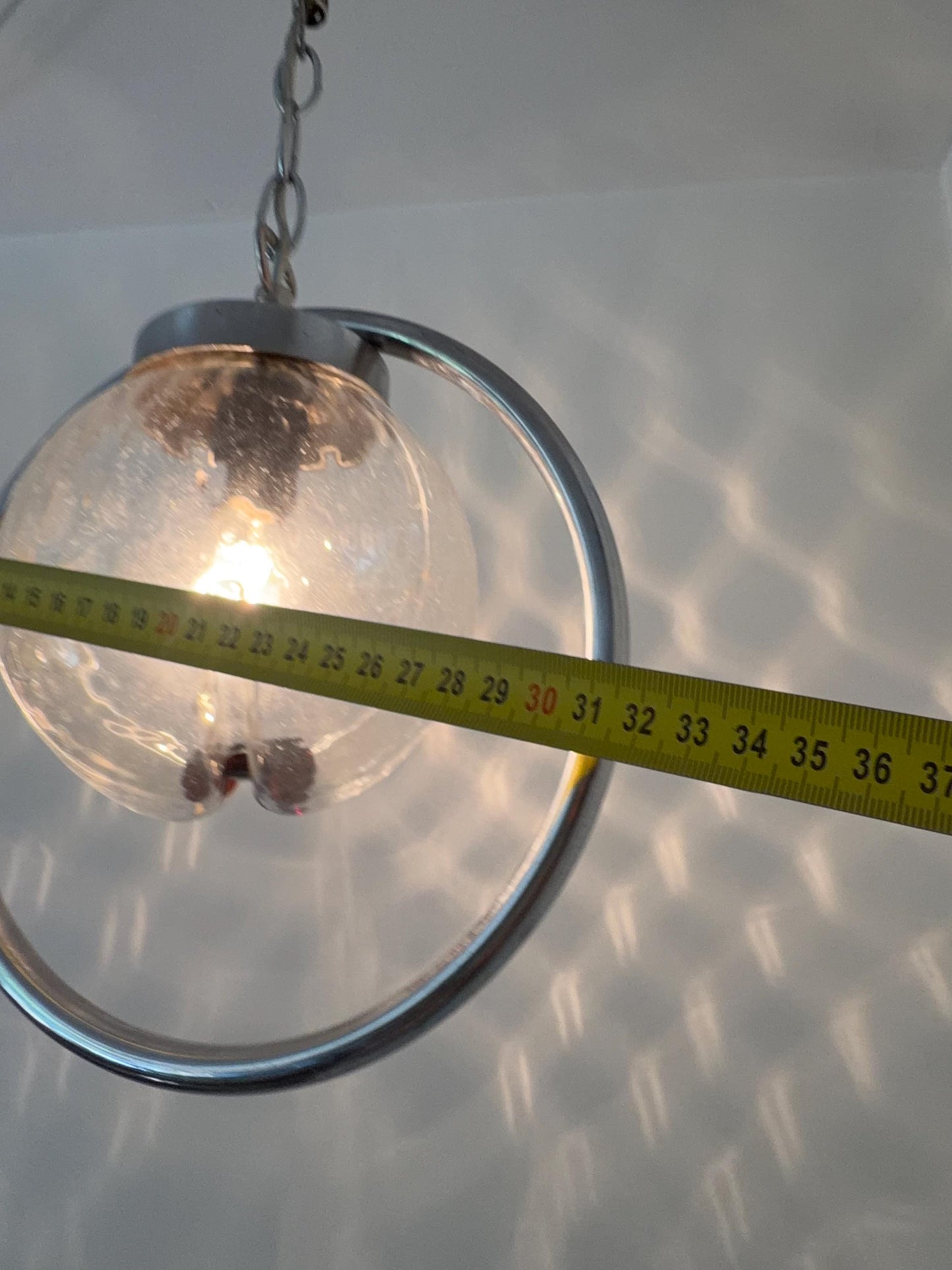 Mazzega Toni Zuccheri Murano Glass Pendant Light, Mid-Century Modern Globe Lamp