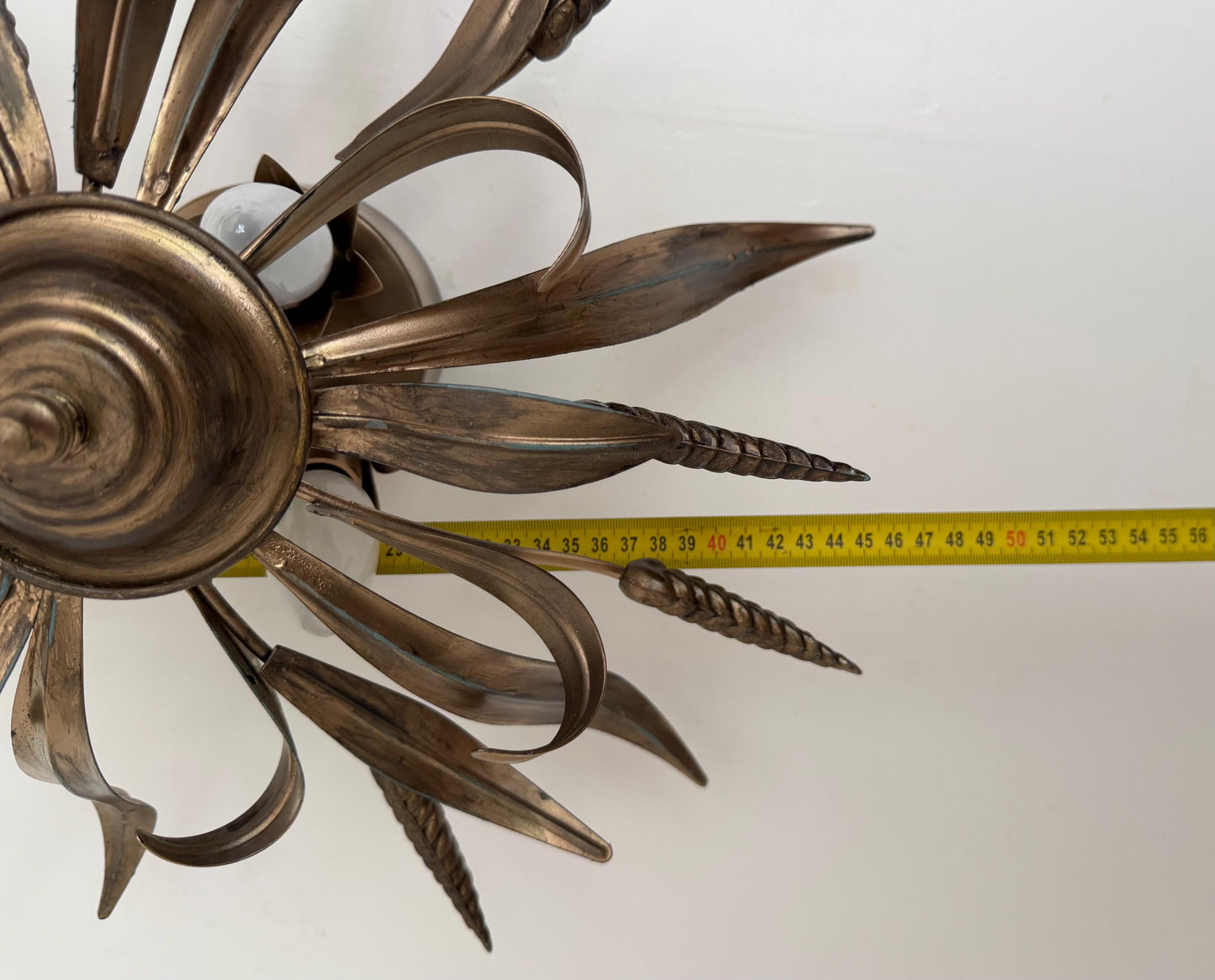 Gold Gilt ear of Corn Lustre Ceiling Chandelier, Hollywood Regency