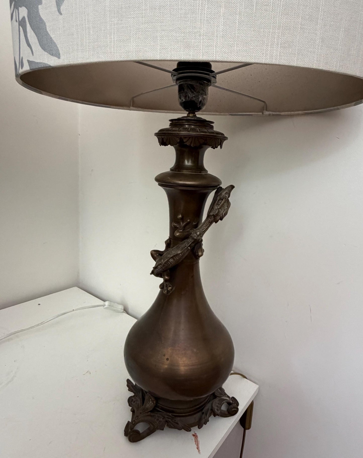 XL Pair of ‘lizzard’ lamps in bronze, nice patina,  antiques 19th napoleon III