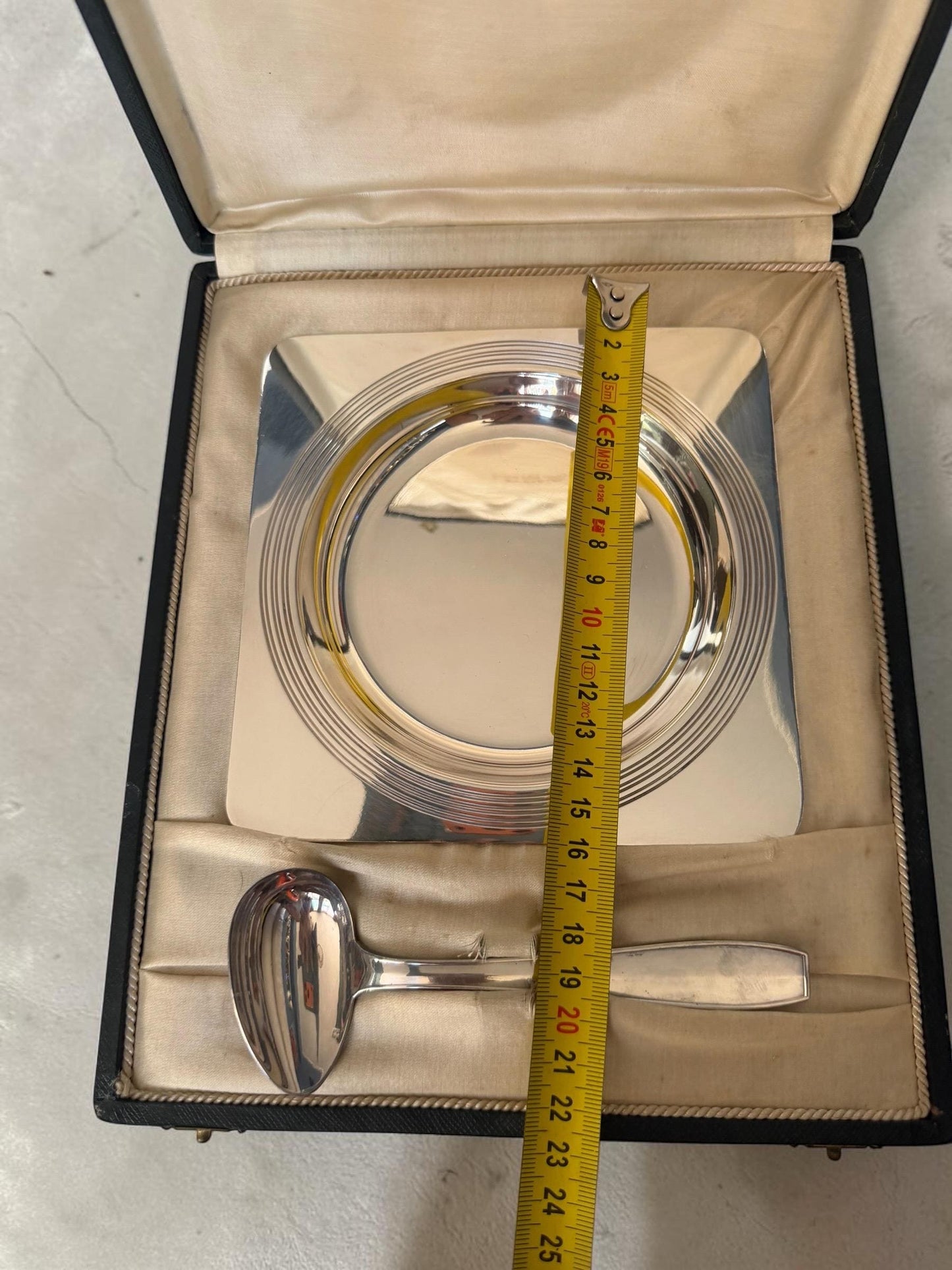 Vintage Christofle Silver Plated Baby Bowl and Spoon Set Original Presentation Box France Christening shower Gift nursery