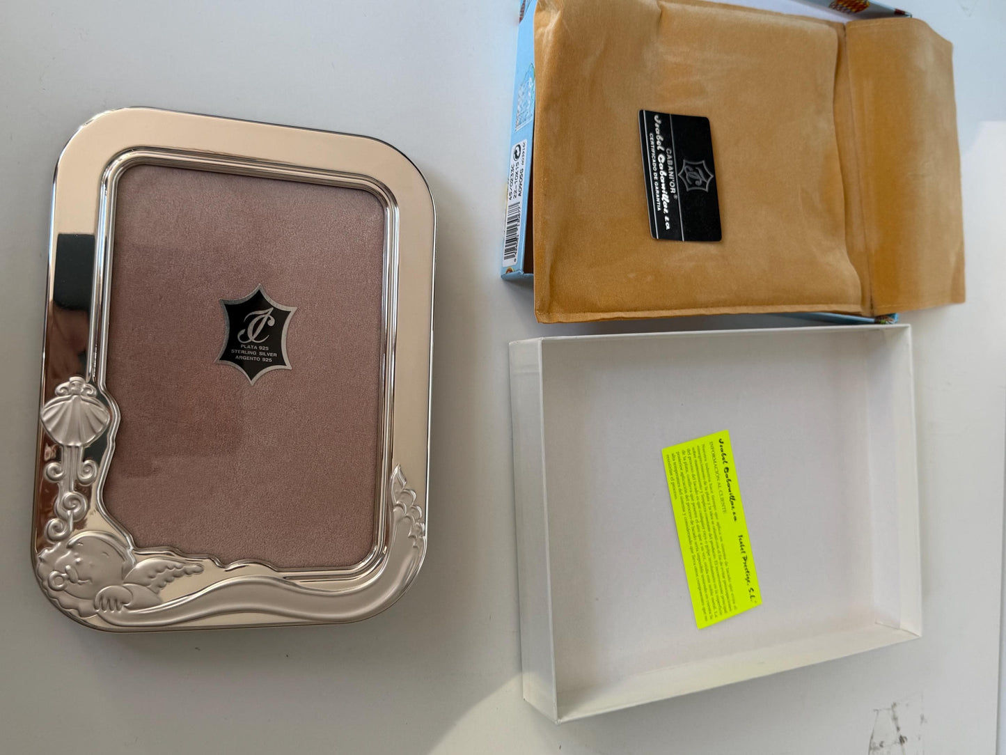 isabel Cabanillas 925 Sterling Silver Baby Photo Frame Cherub Angel Original Box Spain spanish baby photoframe, boxed newborn shower