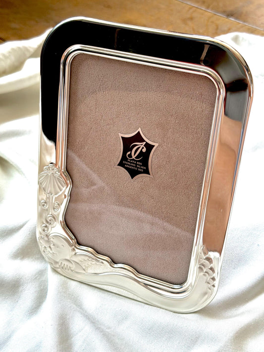 isabel Cabanillas 925 Sterling Silver Baby Photo Frame Cherub Angel Original Box Spain spanish baby photoframe, boxed newborn shower