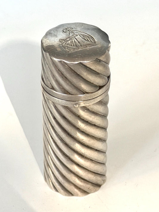 Art Deco Lanvin Paris Perfume Flask by Christofle Silver Plated France c.1930