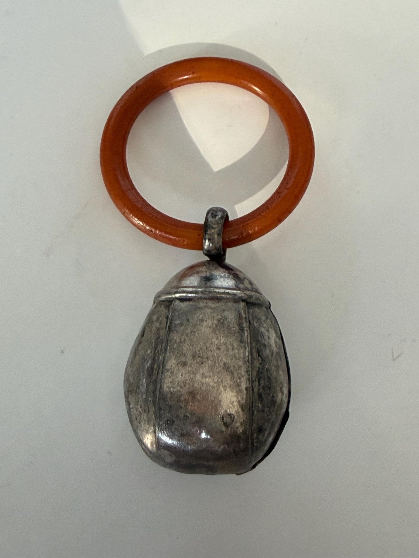 Bijtring, art deco, teething ring antique rattle for baby